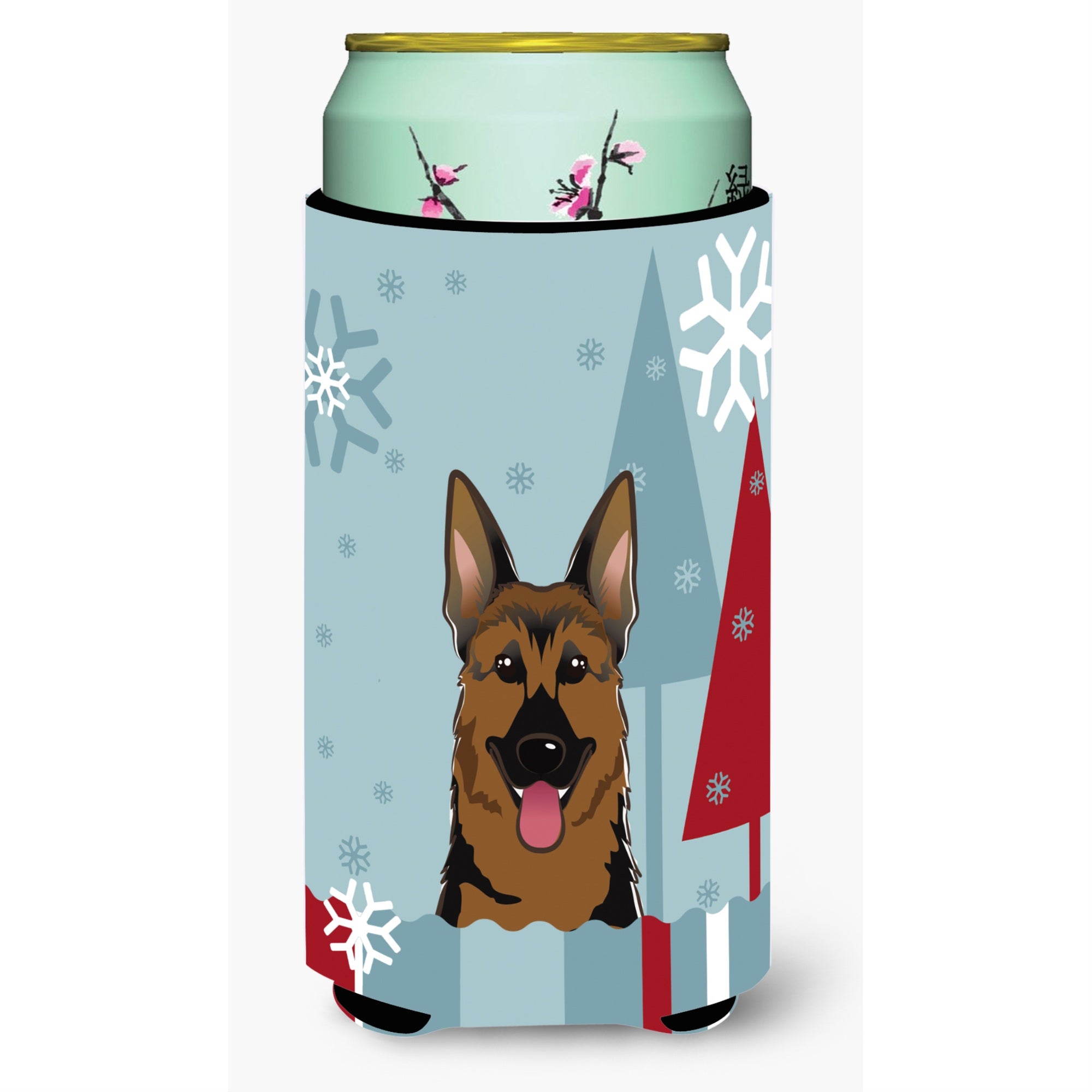 Caroline'S Treasures Winter Holiday German Shepherd Tall Boy Koozie Hugger, Multicolor