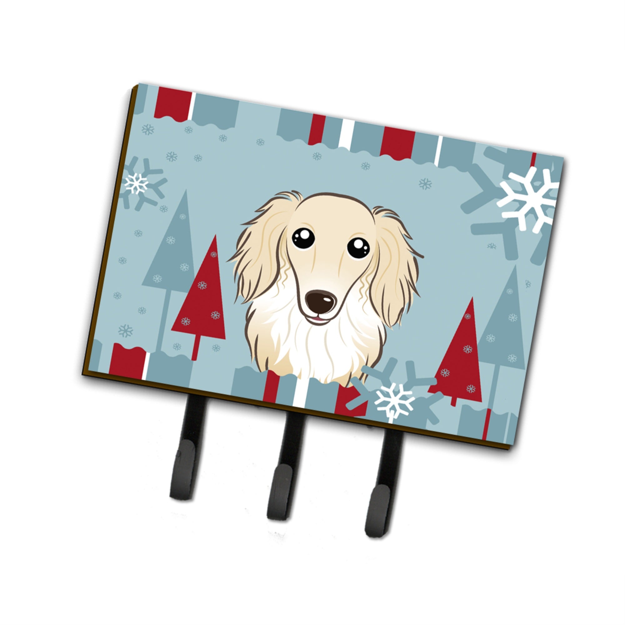 Caroline'S Treasures Bb1708Th68 Winter Holiday Longhair Crme Dachshund Leash Or Key Holder, Large, Multicolor