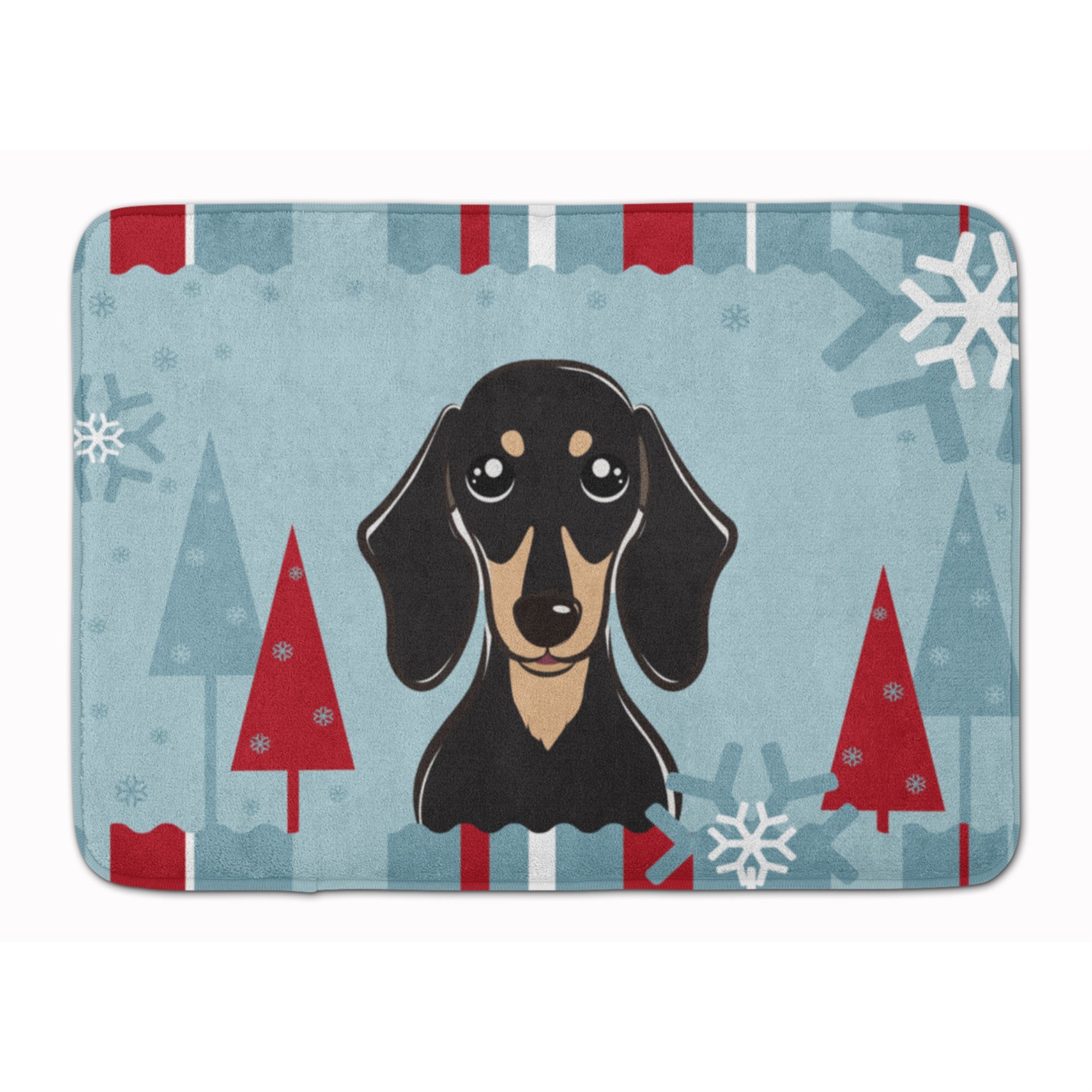 Caroline'S Treasures Winter Smooth Black Tan Dachshund Floor Mat, 19 X 27, Multicolor