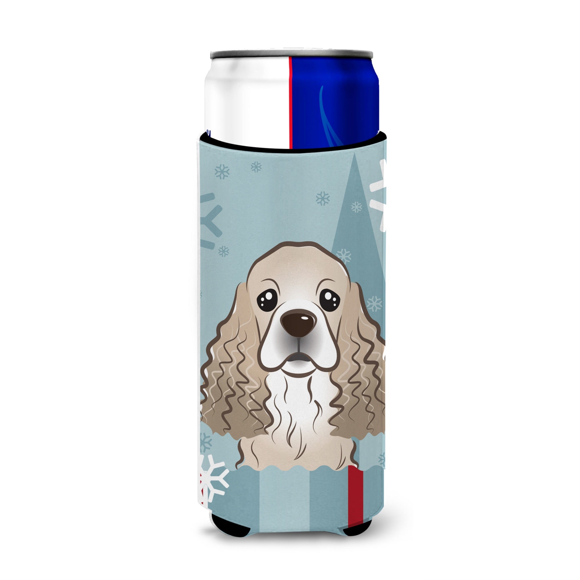 Caroline'S Treasures Winter Holiday Cocker Spaniel Michelob Ultra Koozies For Slim Cans, Multicolor