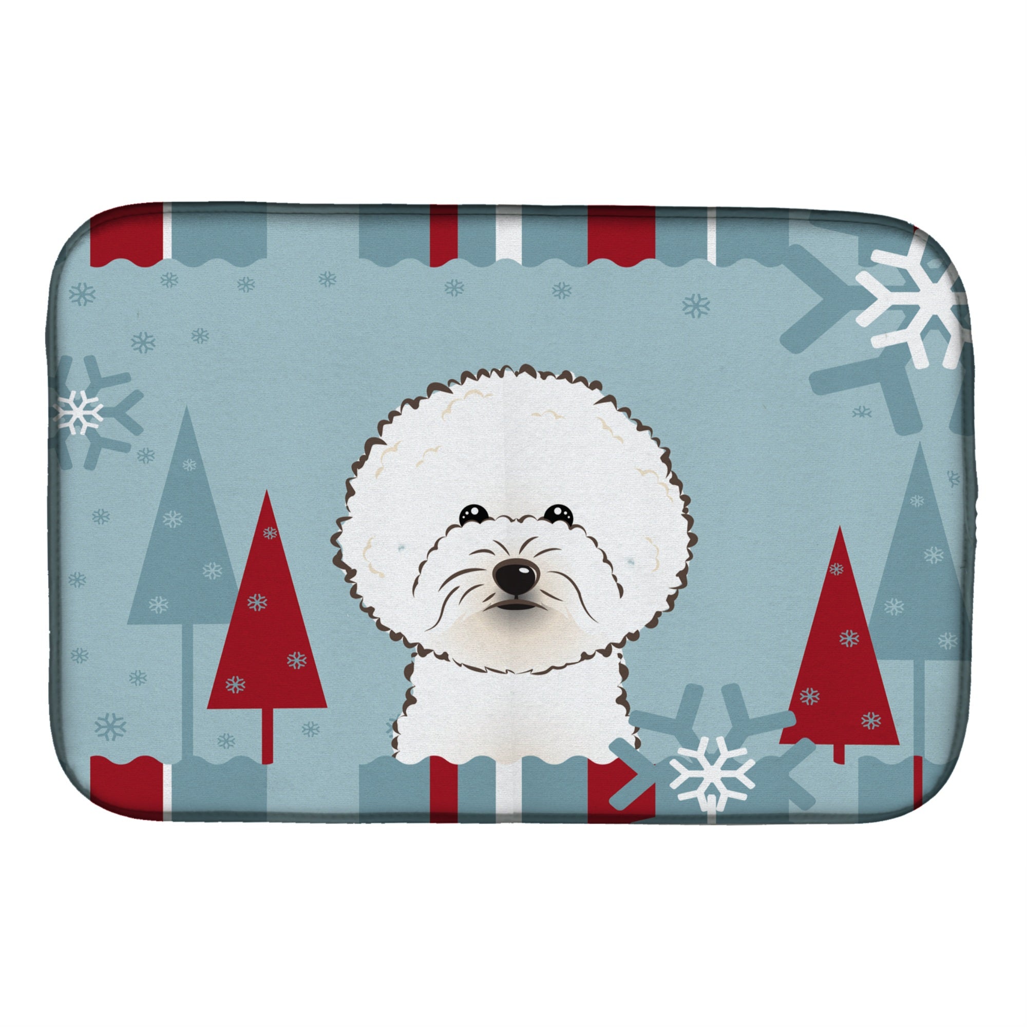 Caroline'S Treasures Winter Holiday Bichon Frise Dish Drying Mat, 14 X 21