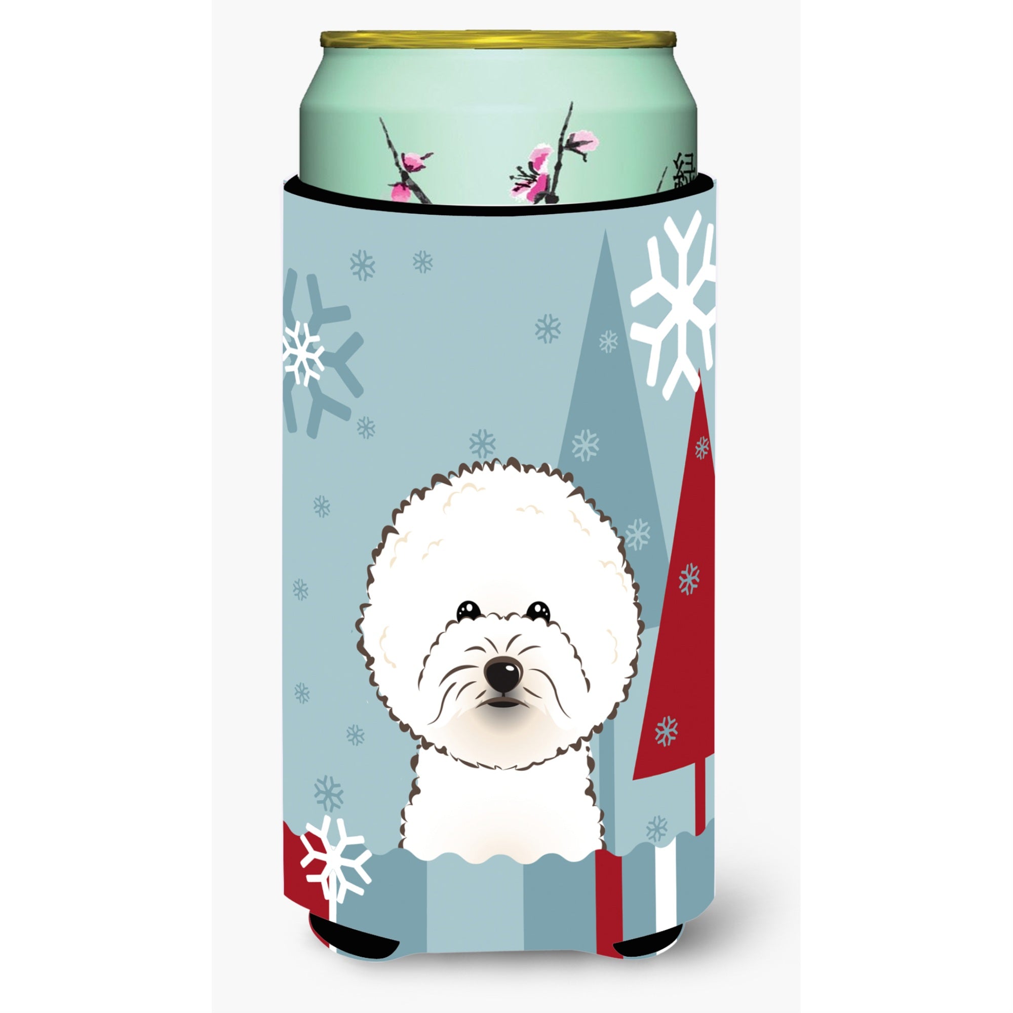 Caroline'S Treasures Winter Holiday Bichon Frise Tall Boy Koozie Hugger, Multicolor