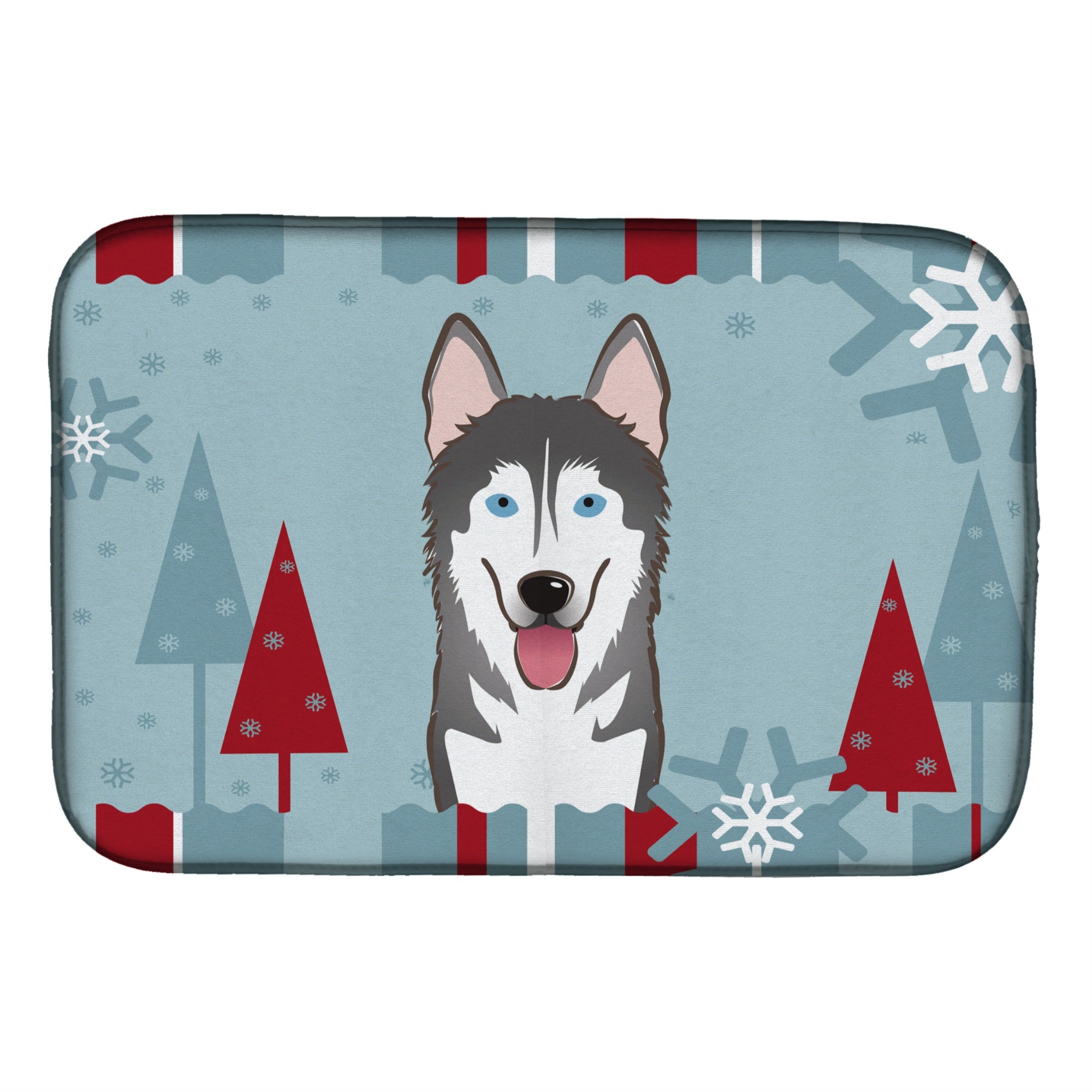 Caroline'S Treasures Winter Holiday Alaskan Malamute Dish Drying Mat, 14 X 21