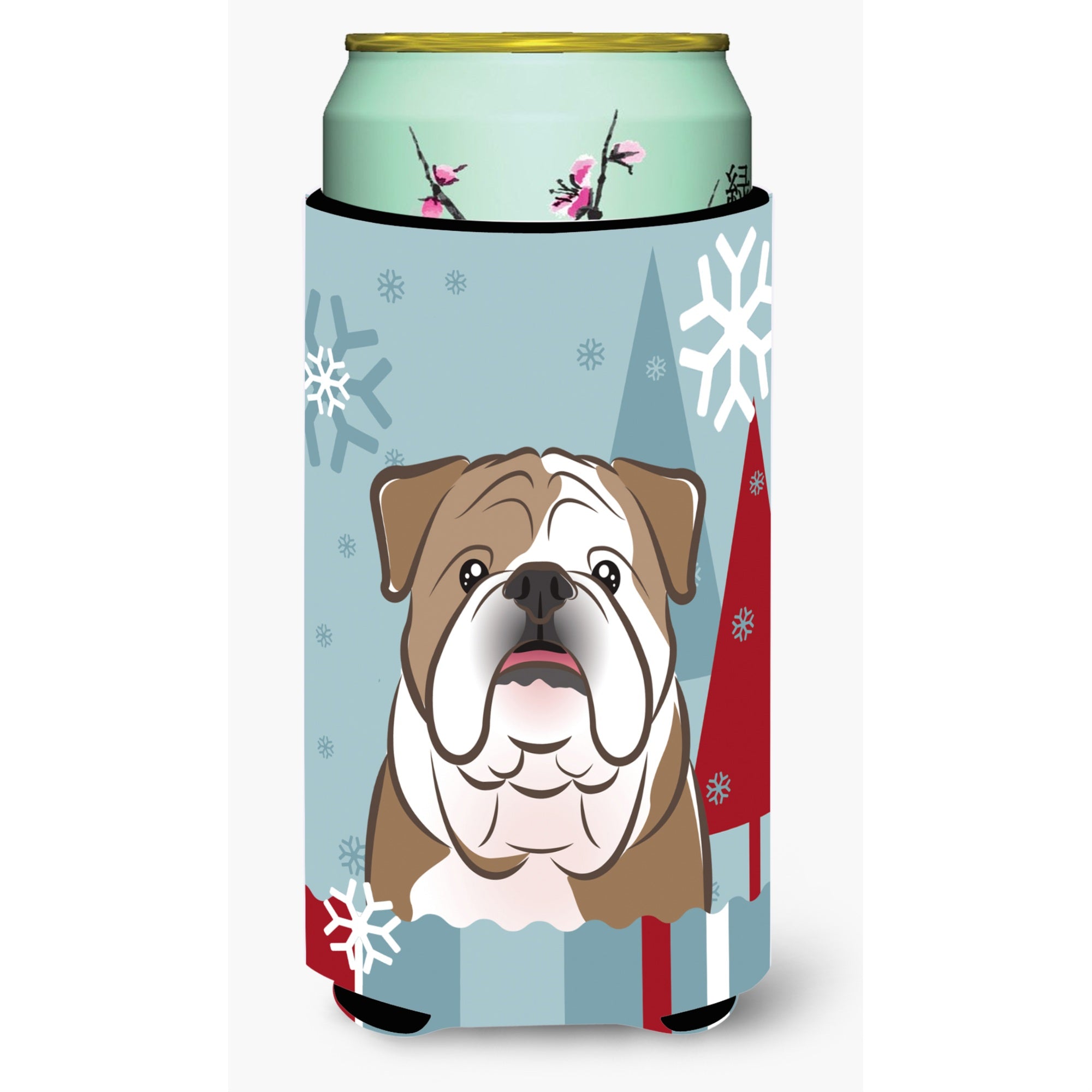 Caroline'S Treasures Winter Holiday English Bulldog Tall Boy Koozie Hugger, Multicolor