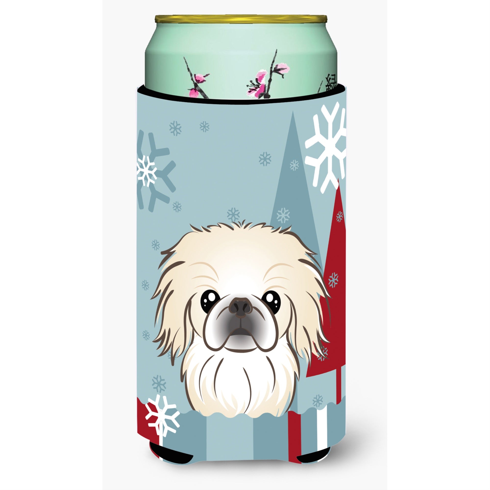Caroline'S Treasures Winter Holiday Pekingese Tall Boy Koozie Hugger, Multicolor