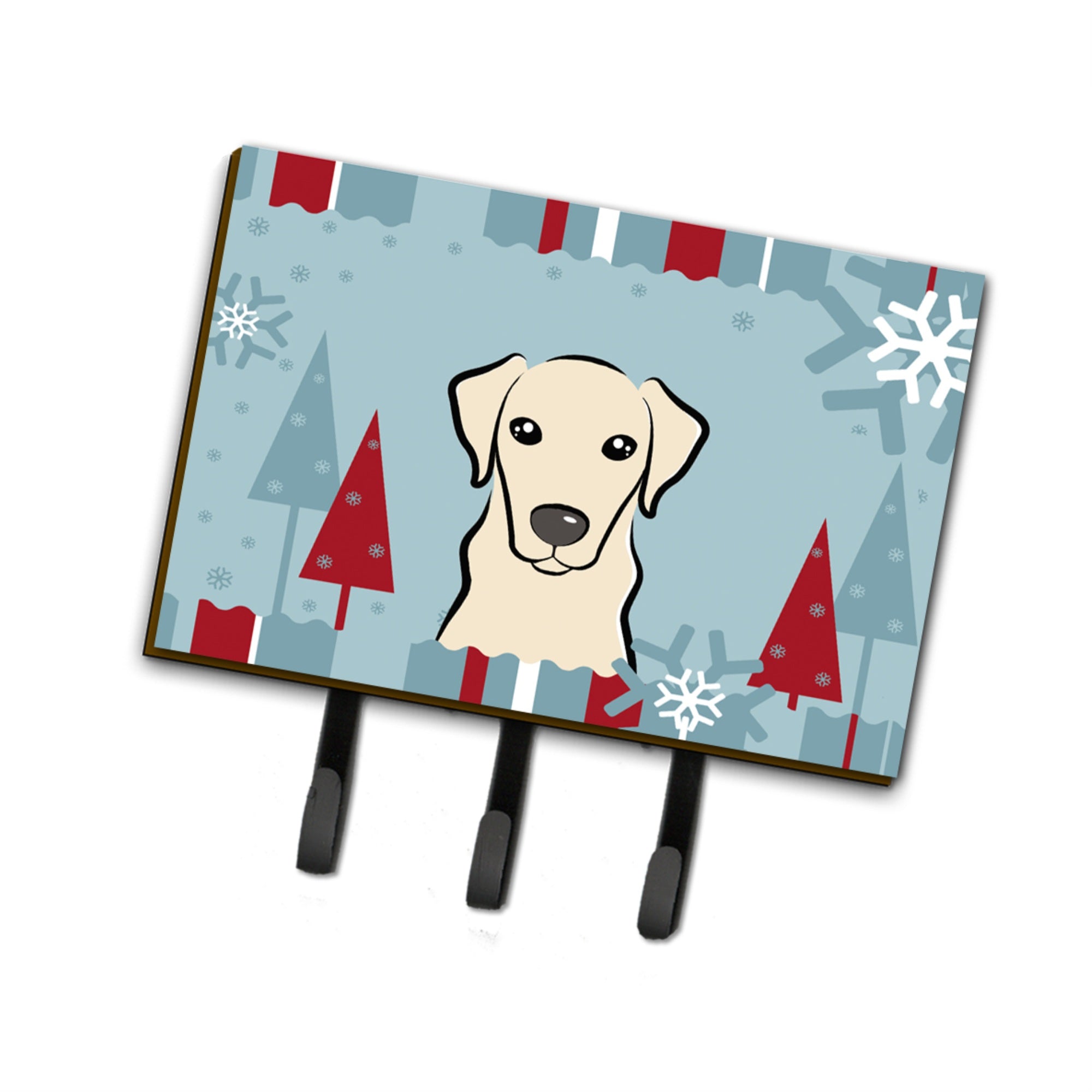 Caroline'S Treasures Bb1718Th68 Winter Holiday Yellow Labrador Leash Or Key Holder, Large, Multicolor