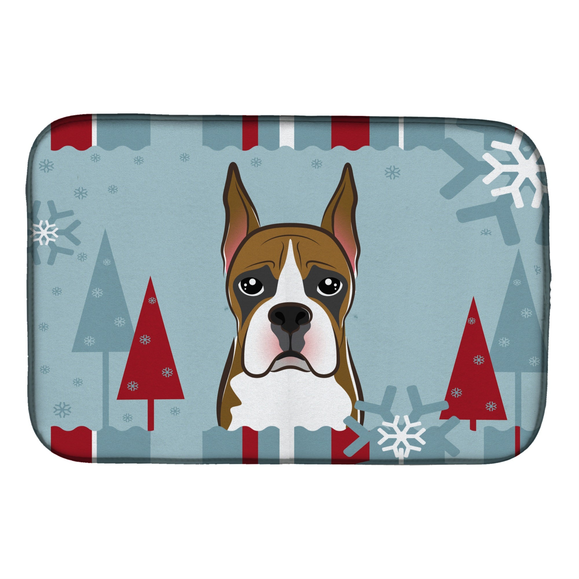 Caroline'S Treasures Winter Holiday Boxer Dish Drying Mat, 14 X 21