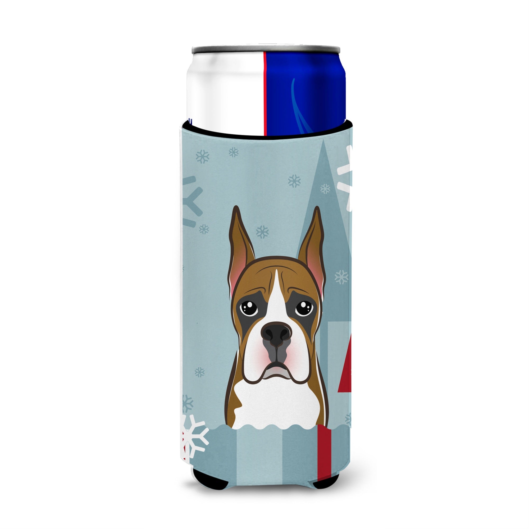Caroline'S Treasures Winter Holiday Boxer Michelob Ultra Koozies For Slim Cans, Multicolor