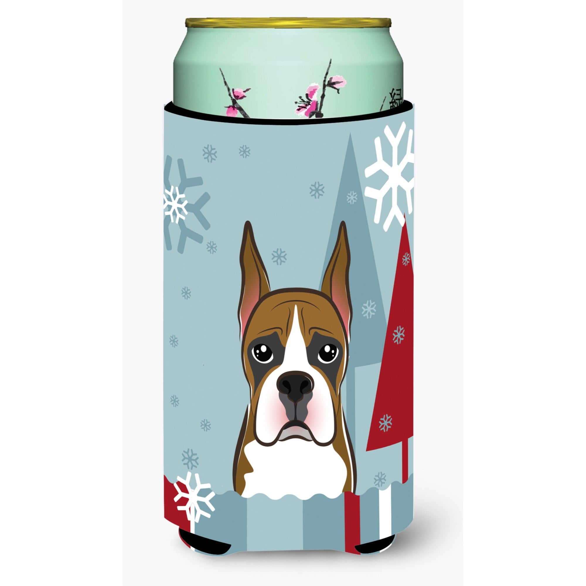 Caroline'S Treasures Winter Holiday Boxer Tall Boy Koozie Hugger, Multicolor
