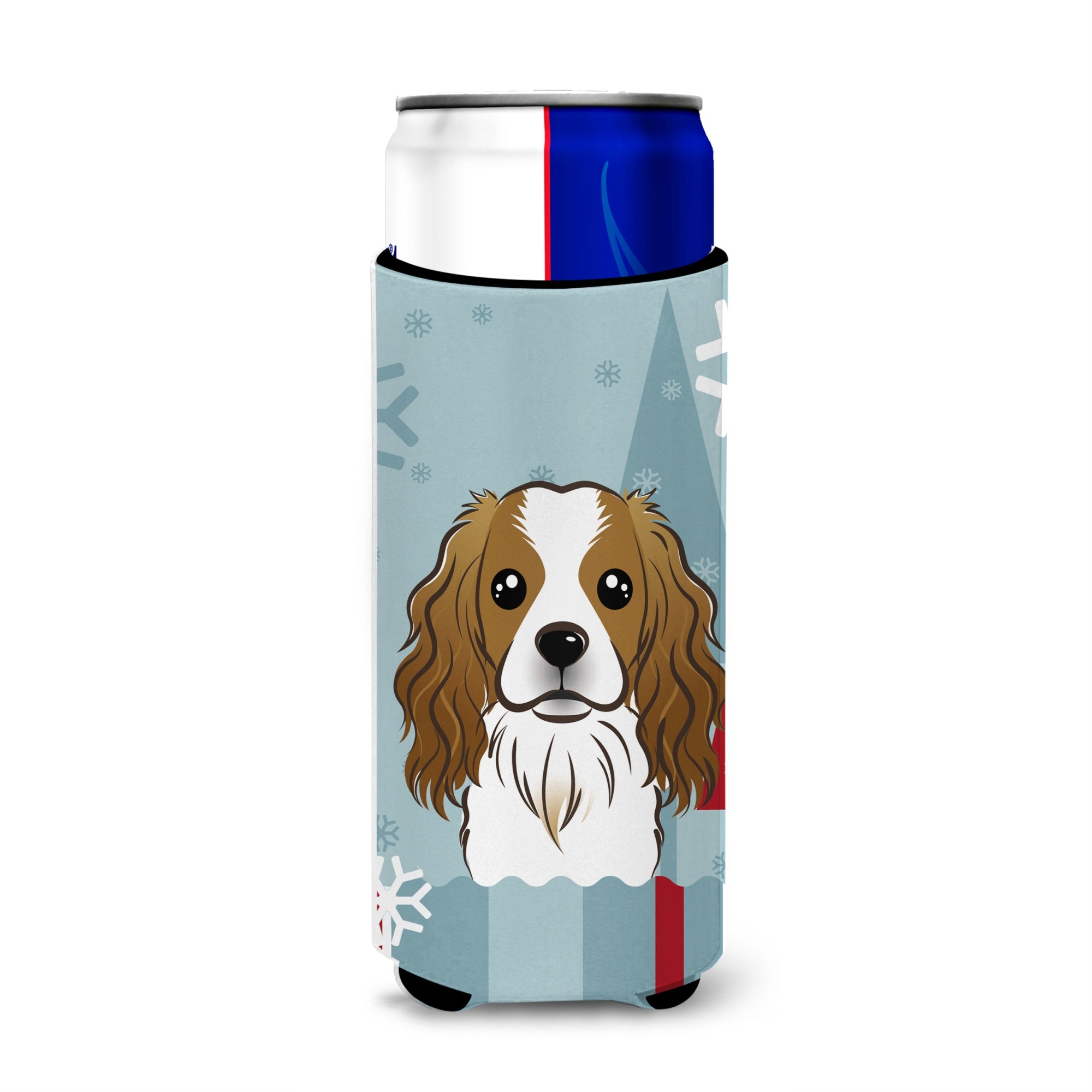 Caroline'S Treasures Winter Holiday Cavalier Spaniel Michelob Ultra Koozies For Slim Cans, Multicolor
