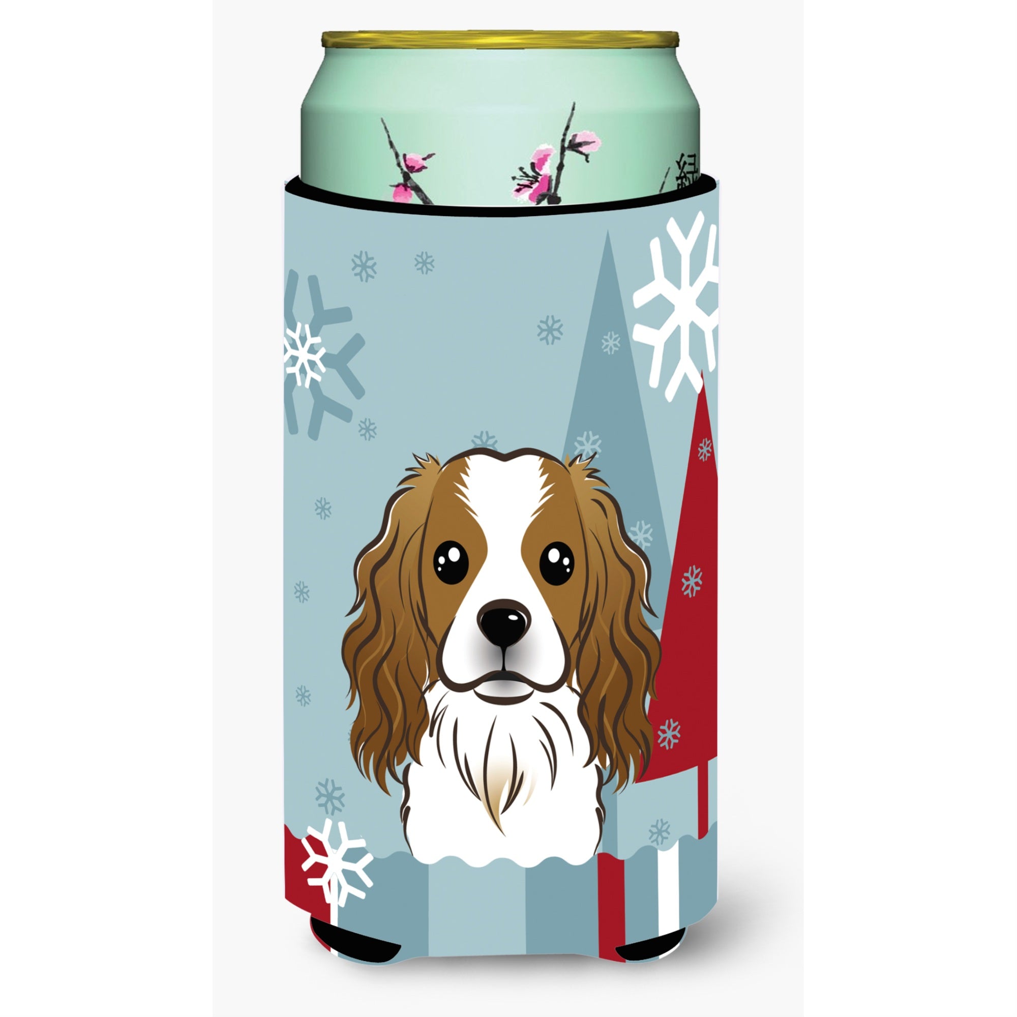 Caroline'S Treasures Winter Holiday Cavalier Spaniel Tall Boy Koozie Hugger, Multicolor