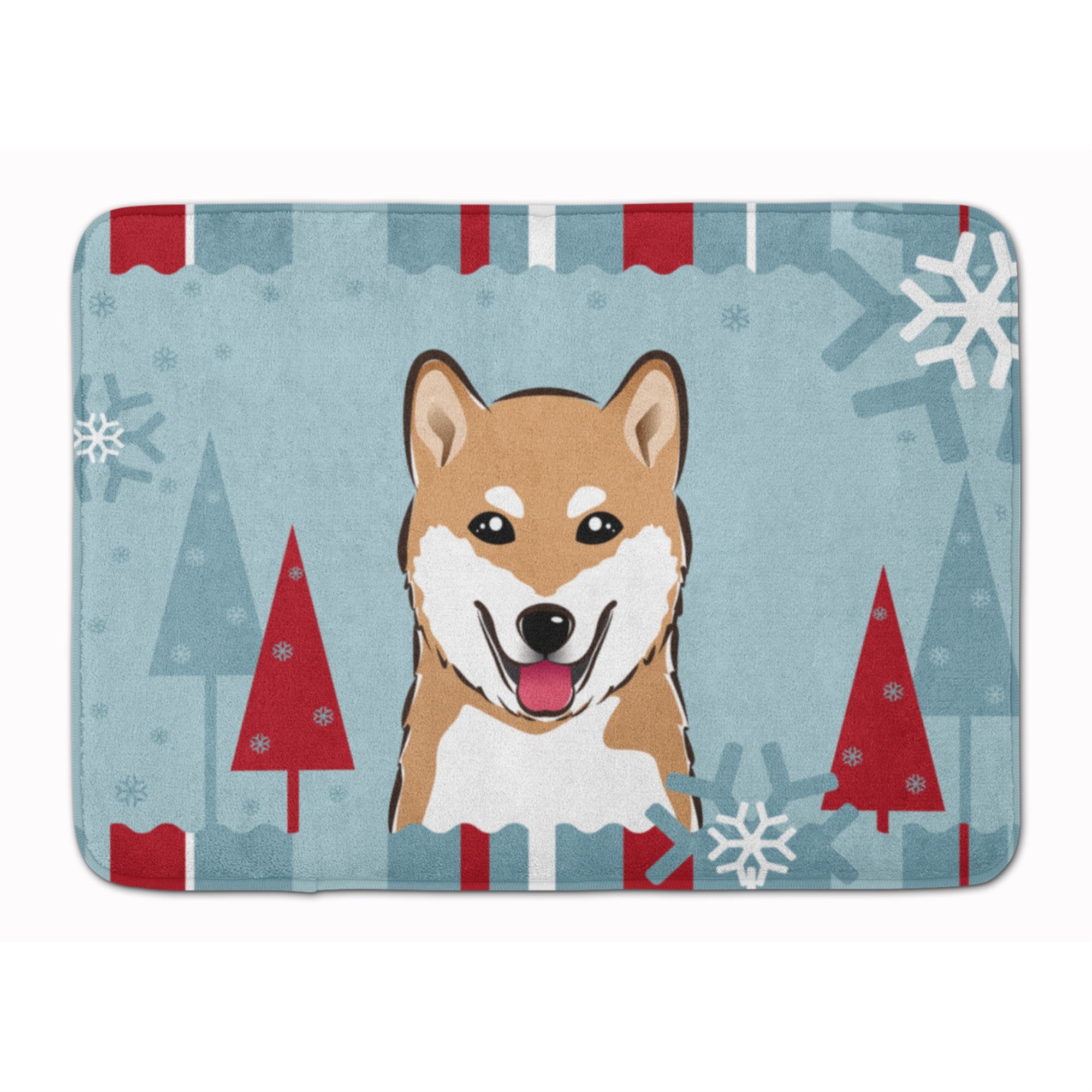Caroline'S Treasures Winter Holiday Shiba Inu Floor Mat, 19 X 27, Multicolor