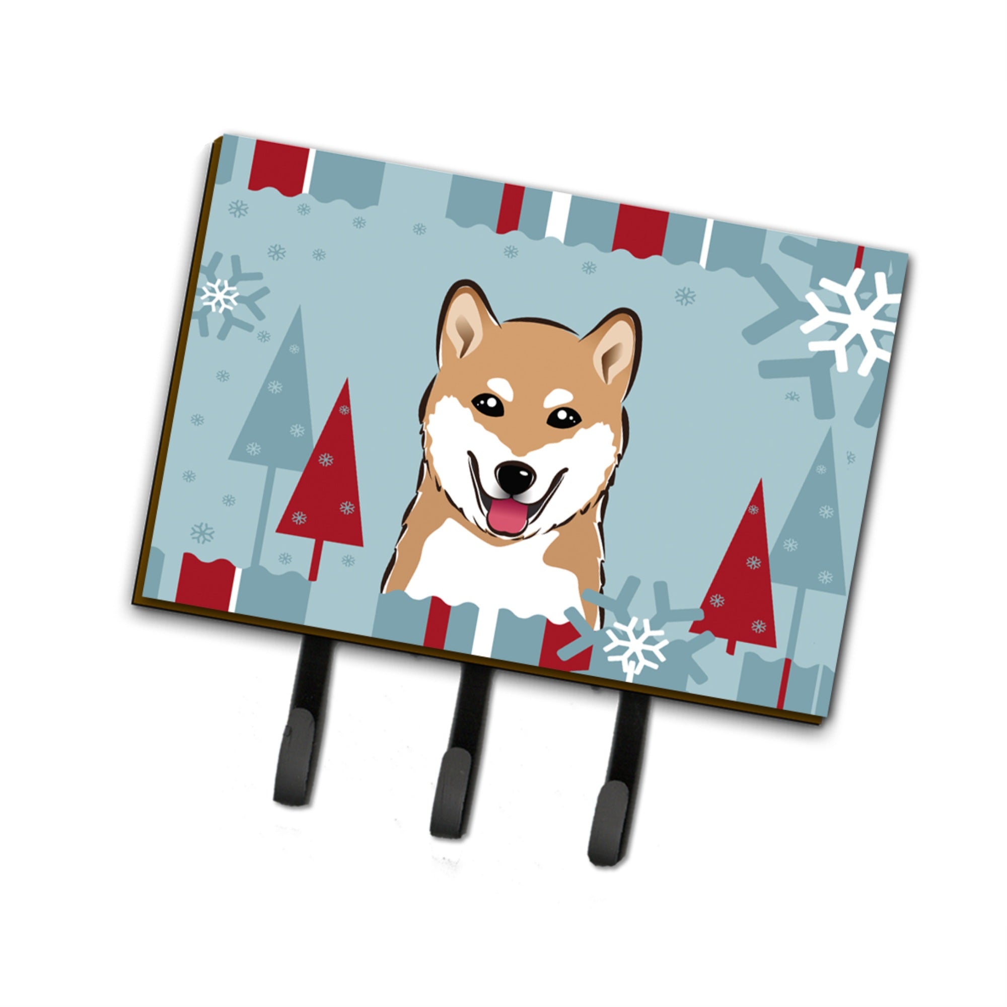 Caroline'S Treasures Bb1721Th68 Winter Holiday Shiba Inu Leash Or Key Holder, Large, Multicolor