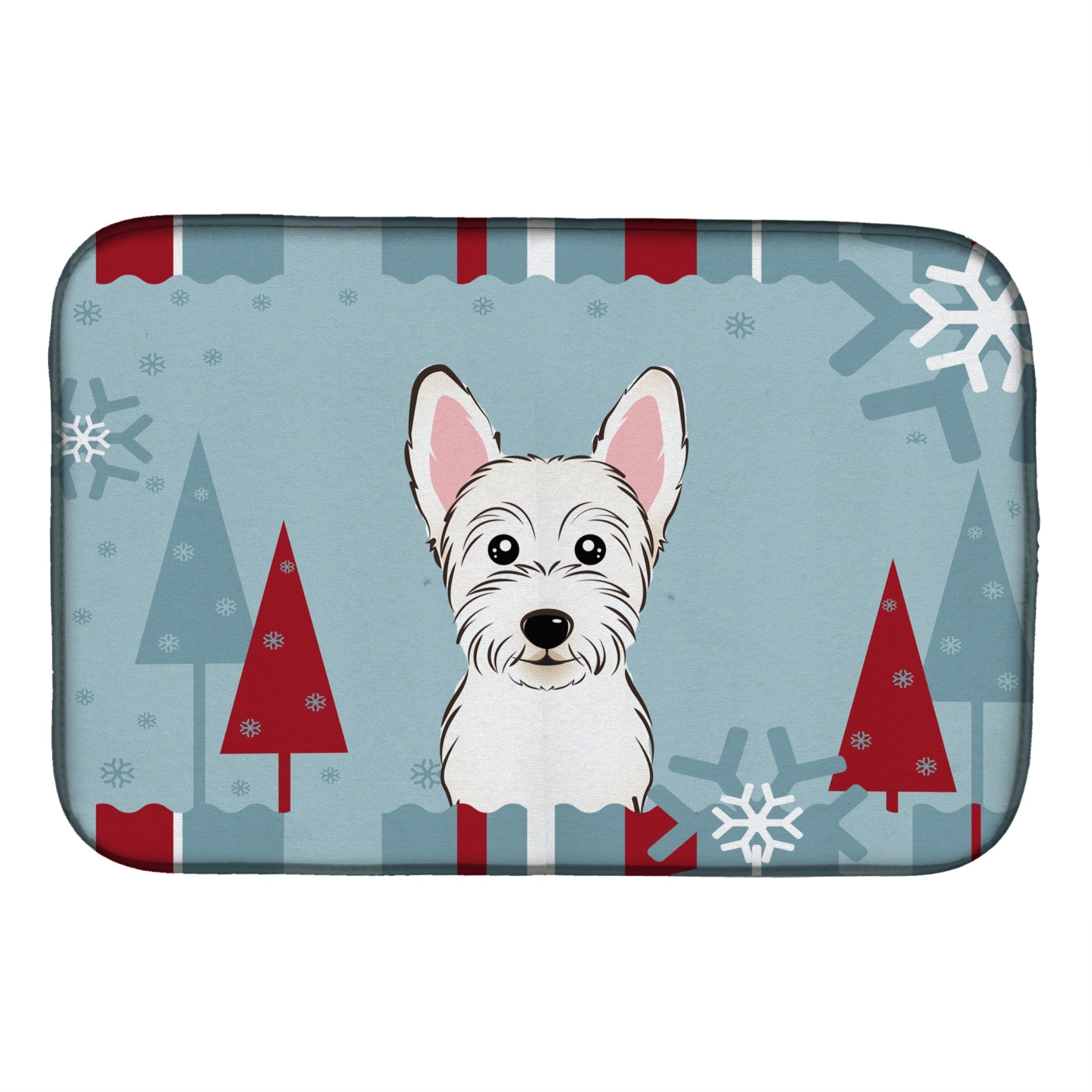 Caroline'S Treasures Winter Holiday Westie Dish Drying Mat, 14 X 21