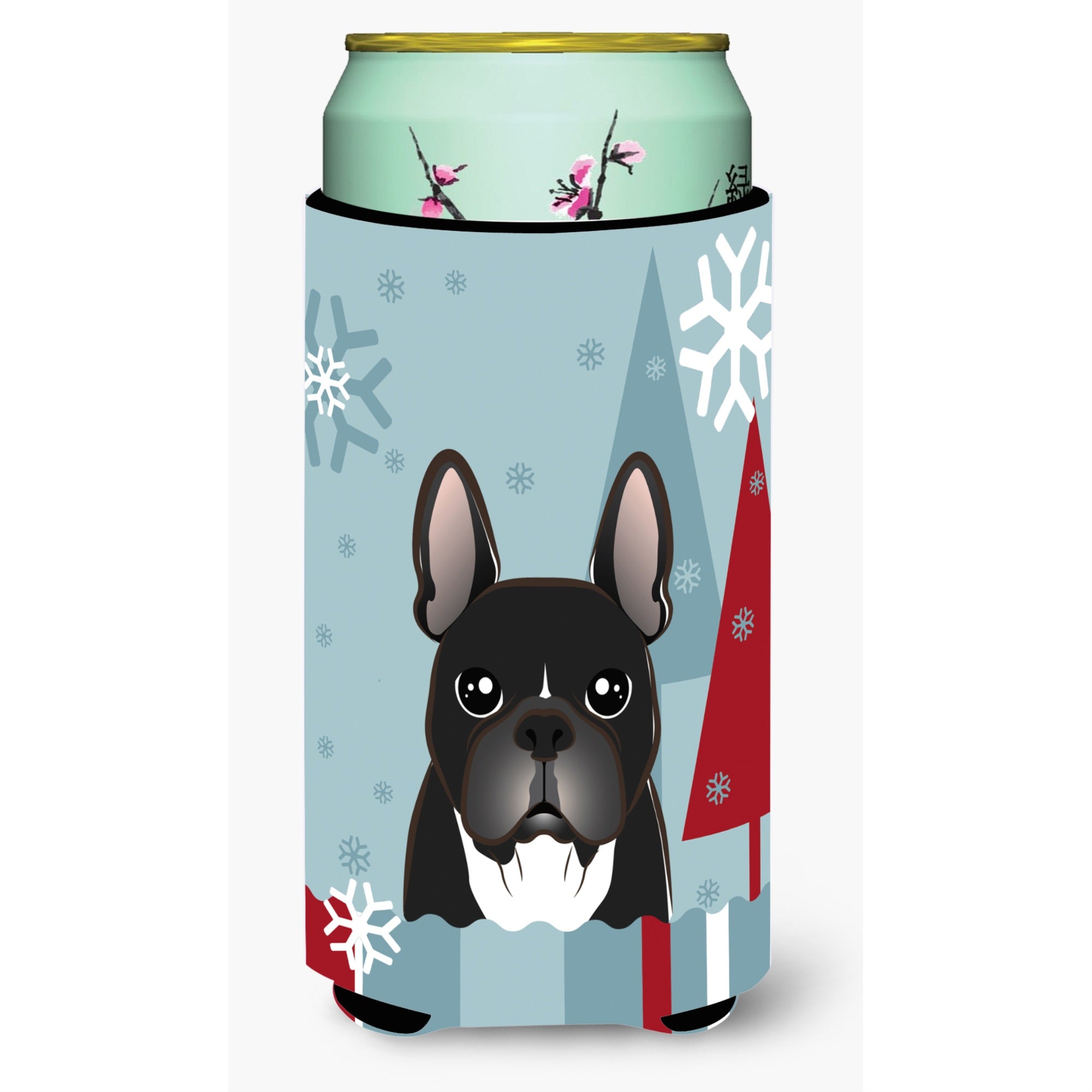 Caroline'S Treasures Bb1723Tbc Winter Holiday French Bulldog Tall Boy Koozie Hugger, Multicolor