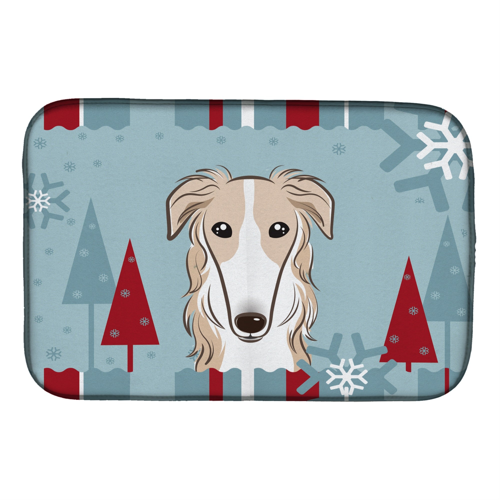 Caroline'S Treasures Winter Holiday Borzoi Dish Drying Mat, 14 X 21