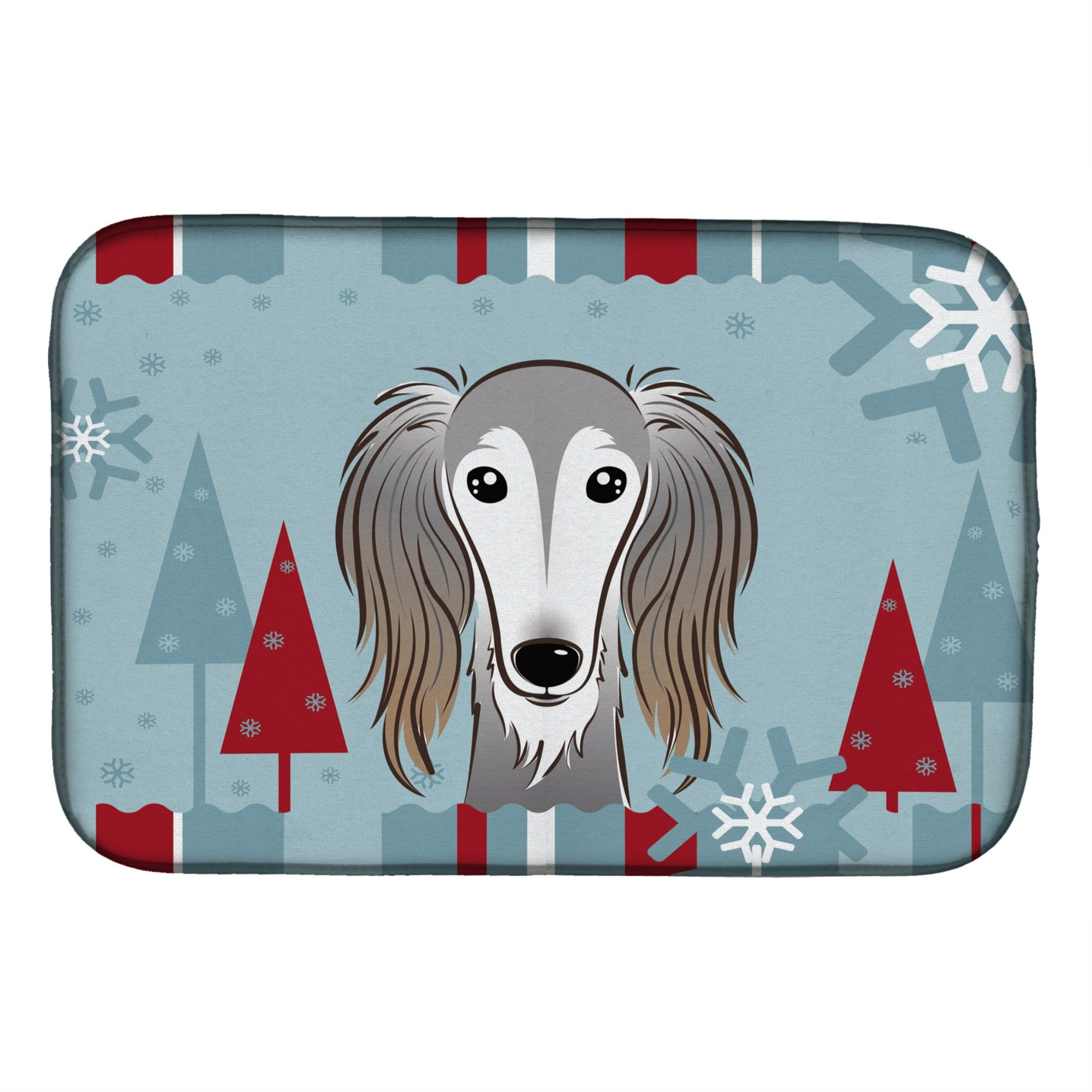 Caroline'S Treasures Winter Holiday Saluki Dish Drying Mat, 14 X 21