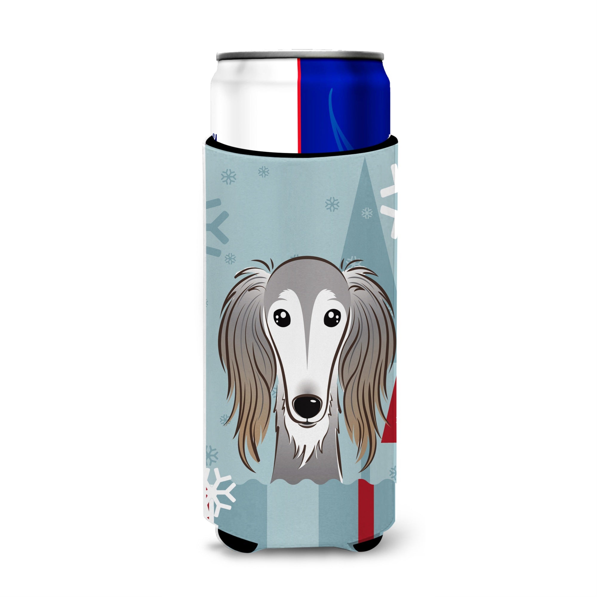 Caroline'S Treasures Winter Holiday Saluki Michelob Ultra Koozies For Slim Cans, Multicolor