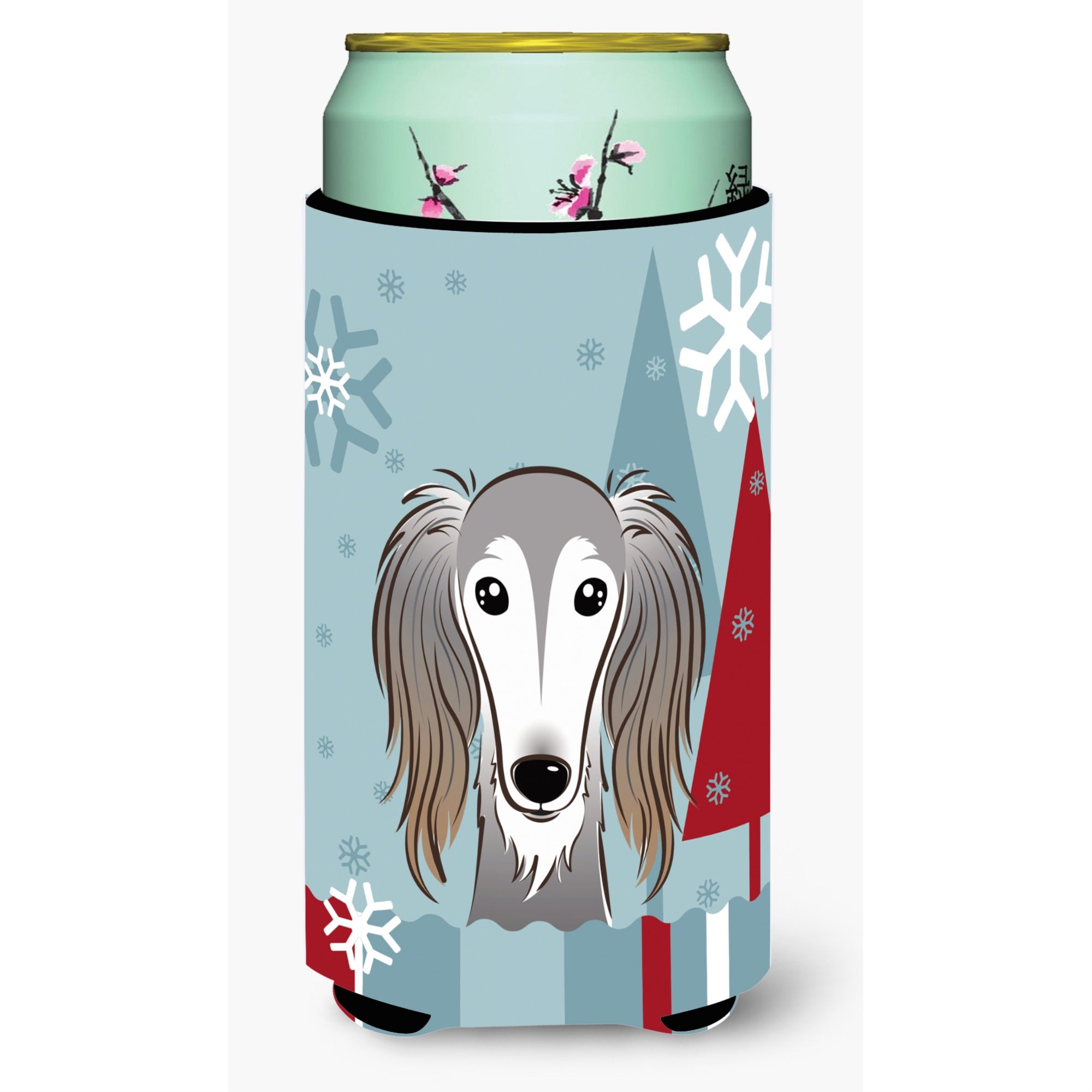 Caroline'S Treasures Winter Holiday Saluki Tall Boy Koozie Hugger, Multicolor