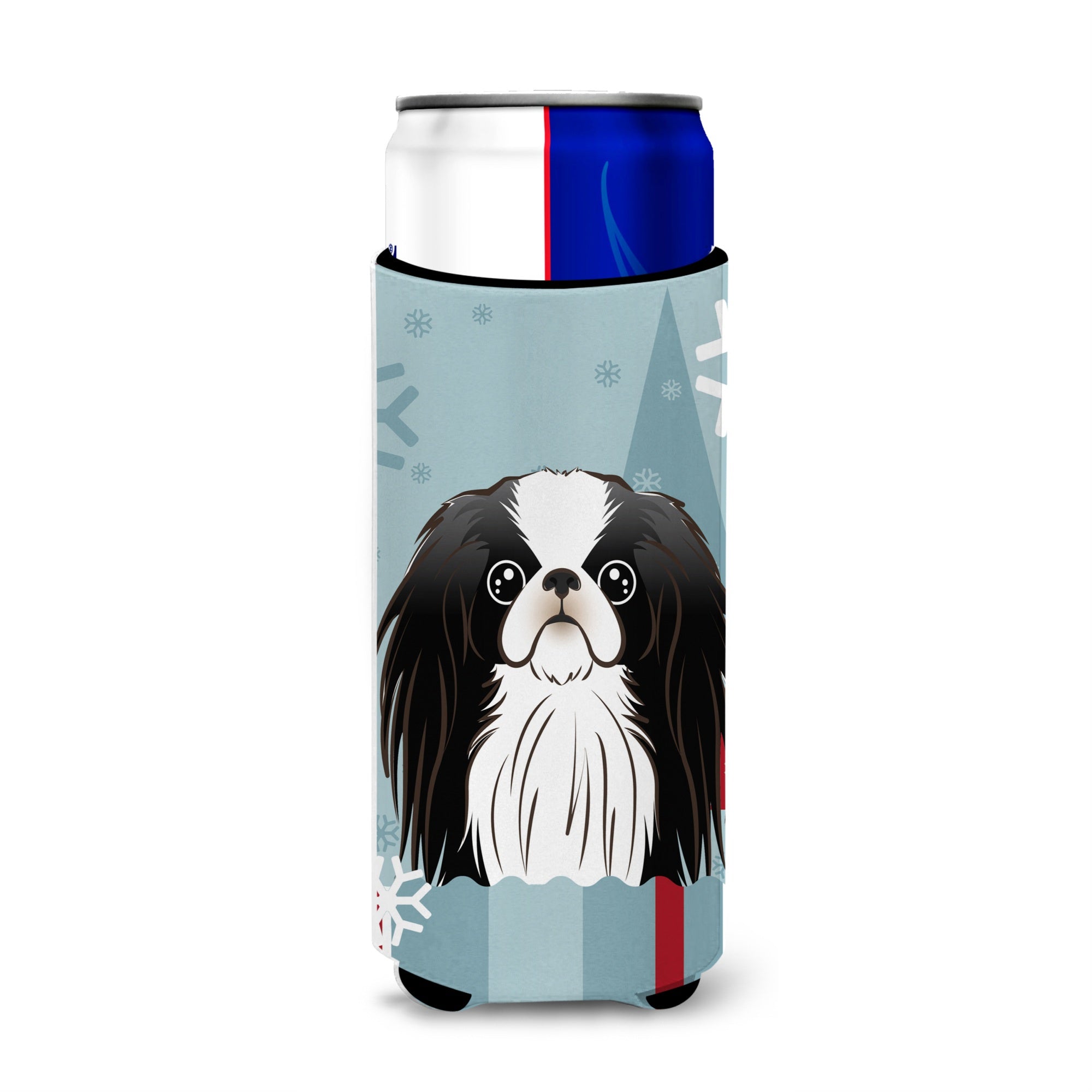 Caroline'S Treasures Winter Holiday Japanese Chin Michelob Ultra Koozies For Slim Cans, Multicolor