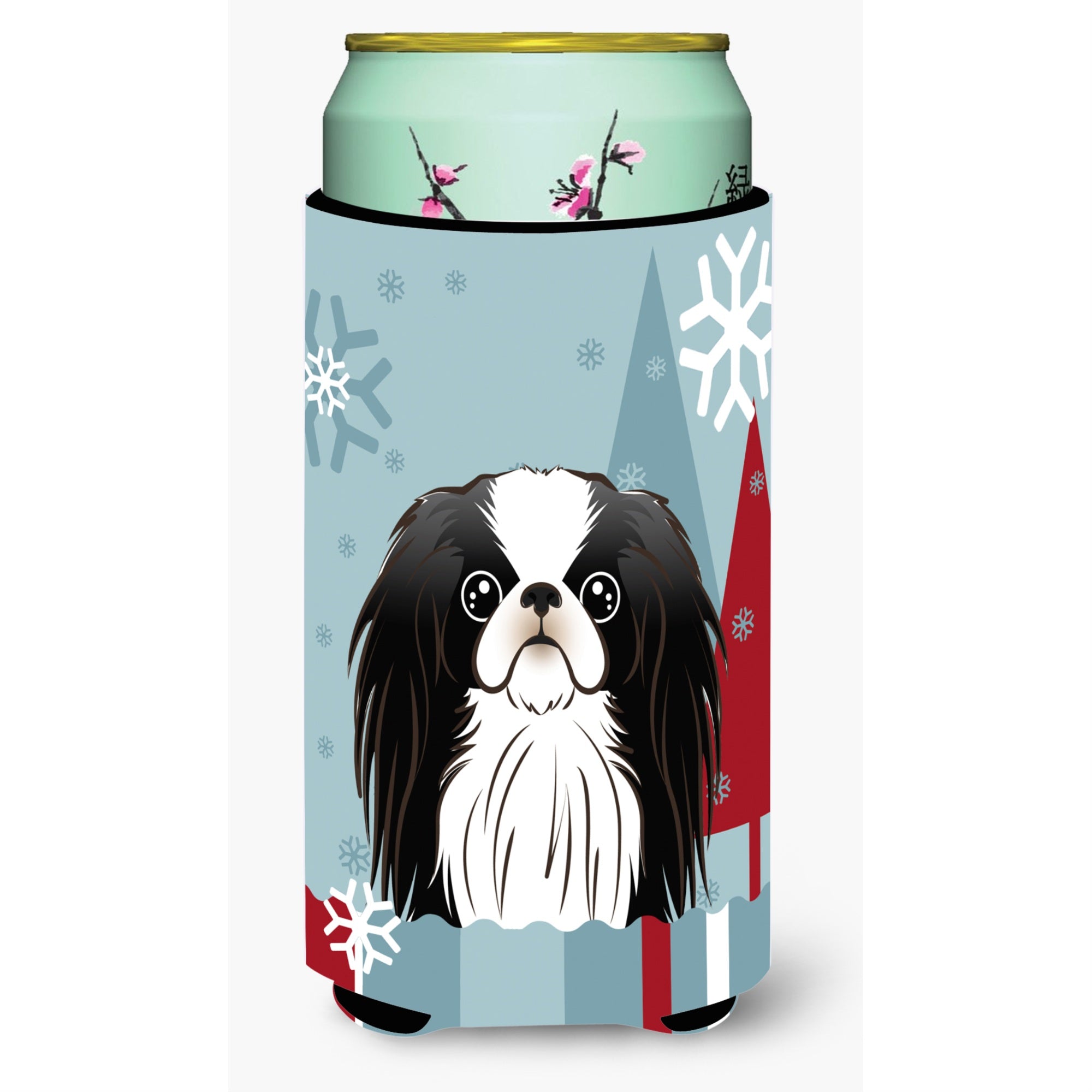 Caroline'S Treasures Winter Holiday Japanese Chin Tall Boy Koozie Hugger, Multicolor