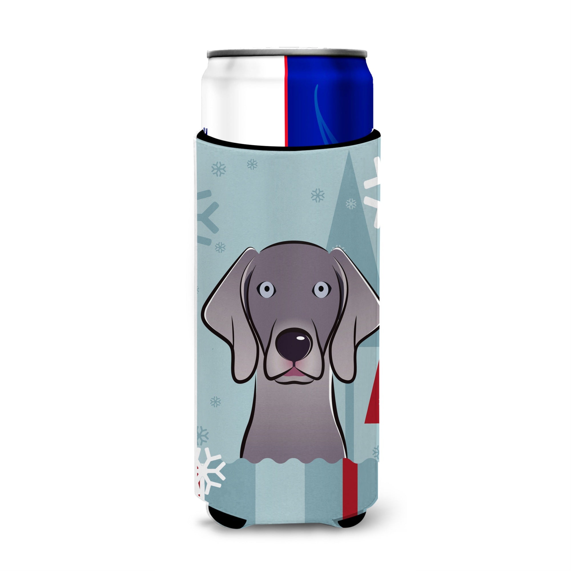 Caroline'S Treasures Winter Holiday Weimaraner Michelob Ultra Koozies For Slim Cans, Multicolor