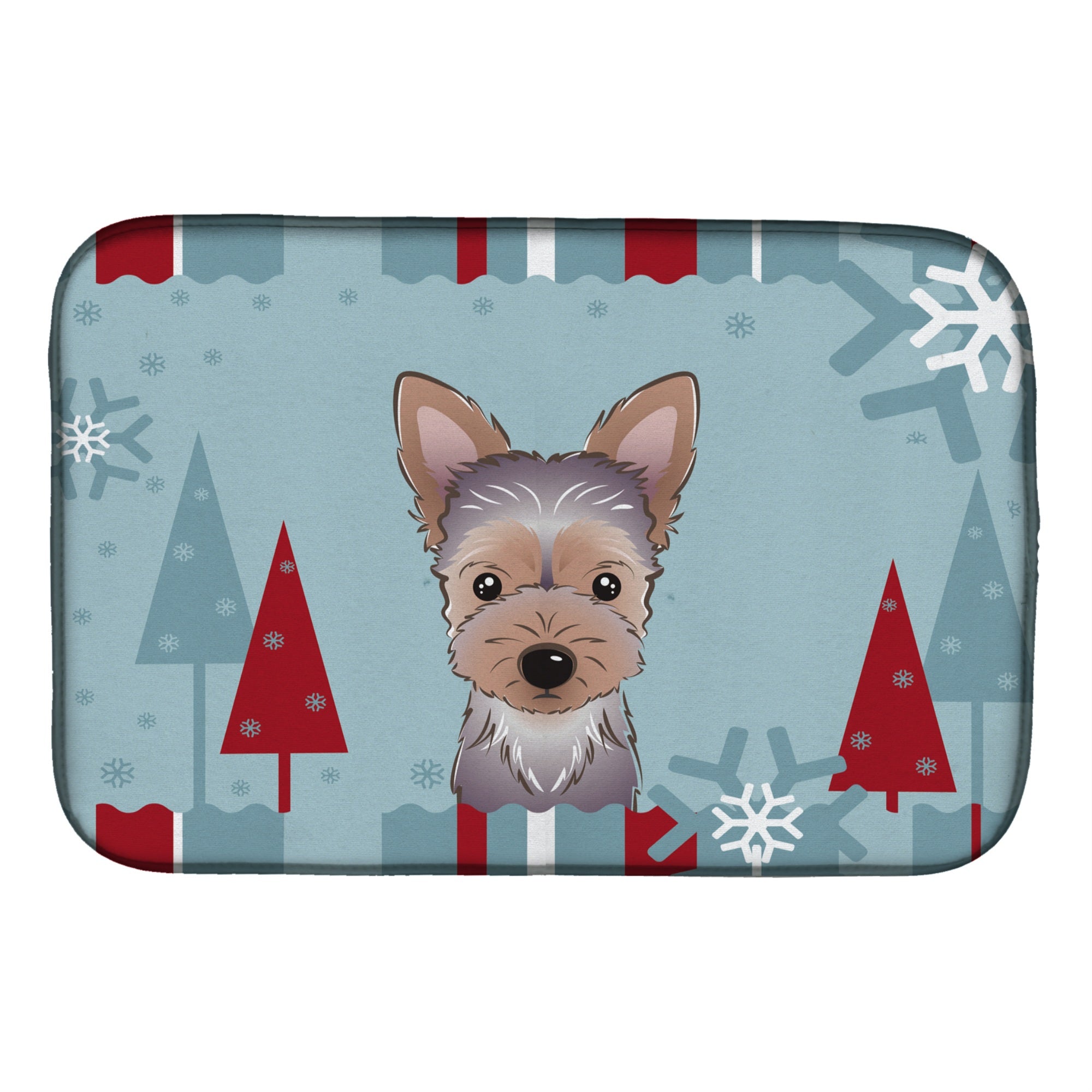 Caroline'S Treasures Winter Holiday Yorkie Puppy Dish Drying Mat, 14 X 21