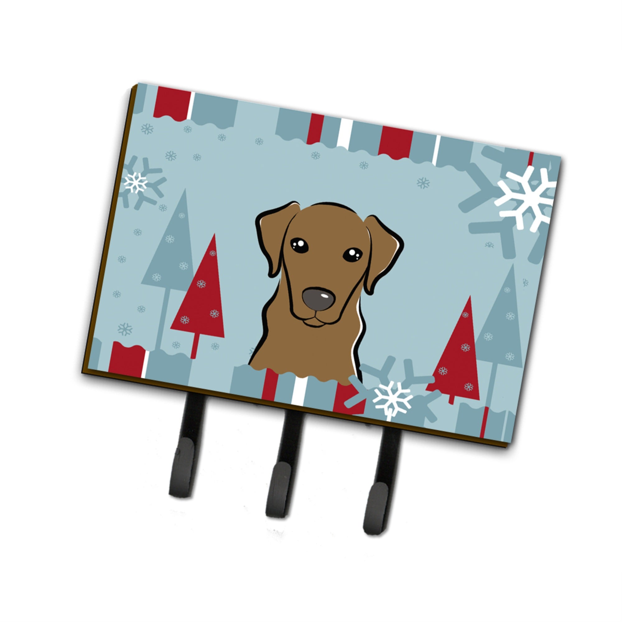 Caroline'S Treasures Bb1730Th68 Winter Holiday Chocolate Labrador Leash Or Key Holder, Large, Multicolor