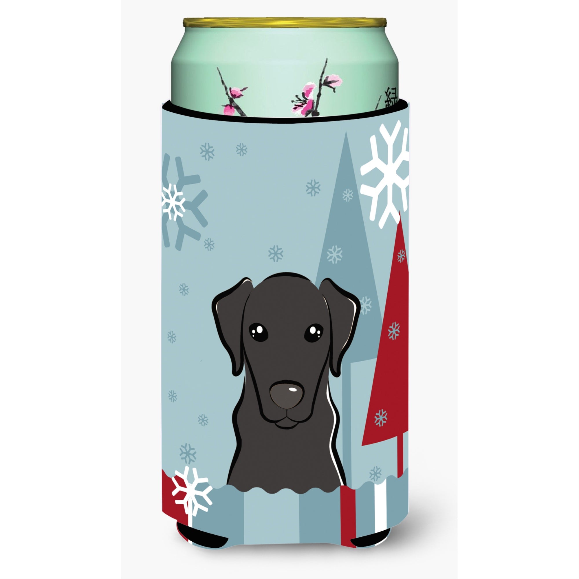 Caroline'S Treasures Winter Holiday Black Labrador Tall Boy Koozie Hugger, Multicolor