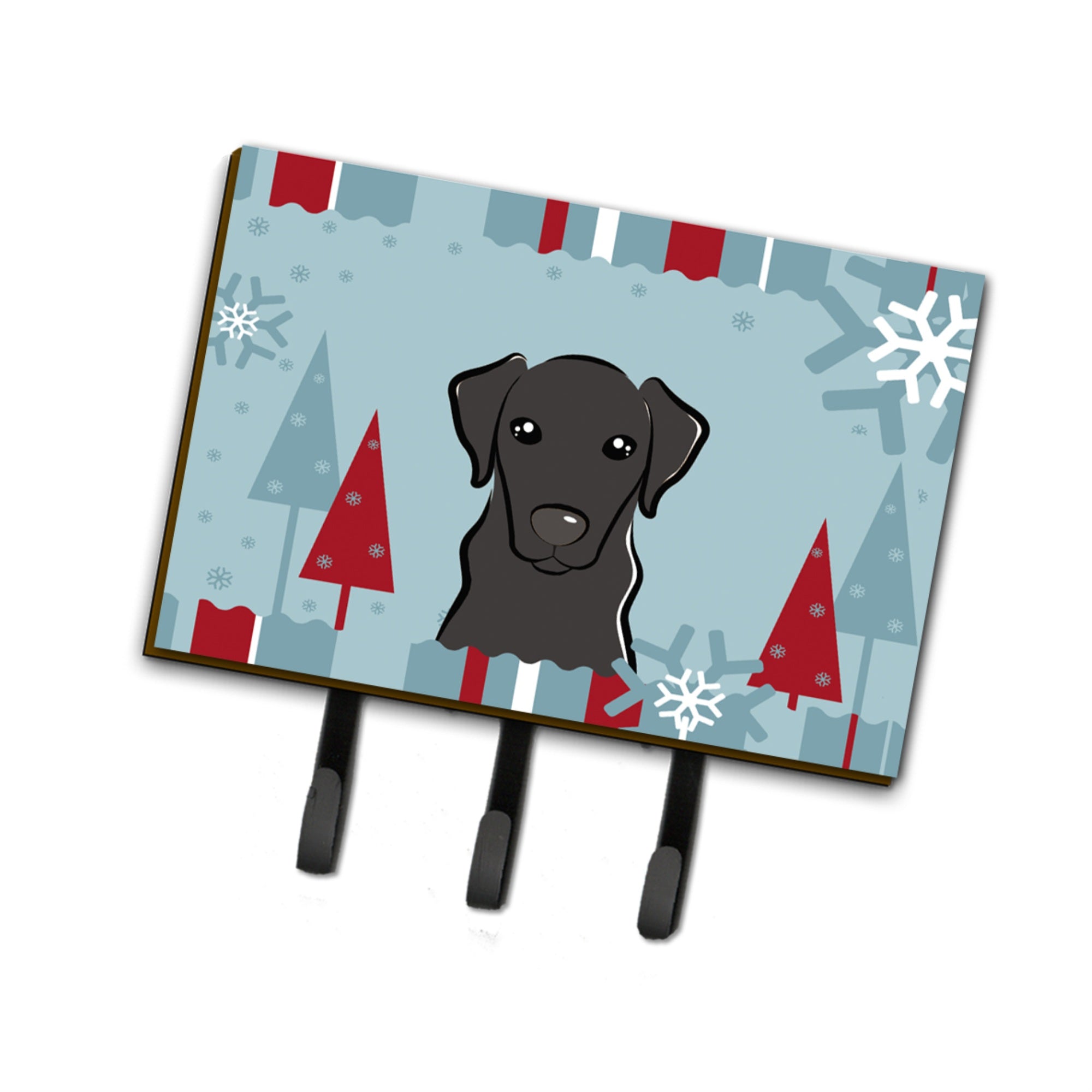 Caroline'S Treasures Bb1731Th68 Winter Holiday Black Labrador Leash Or Key Holder, Large, Multicolor