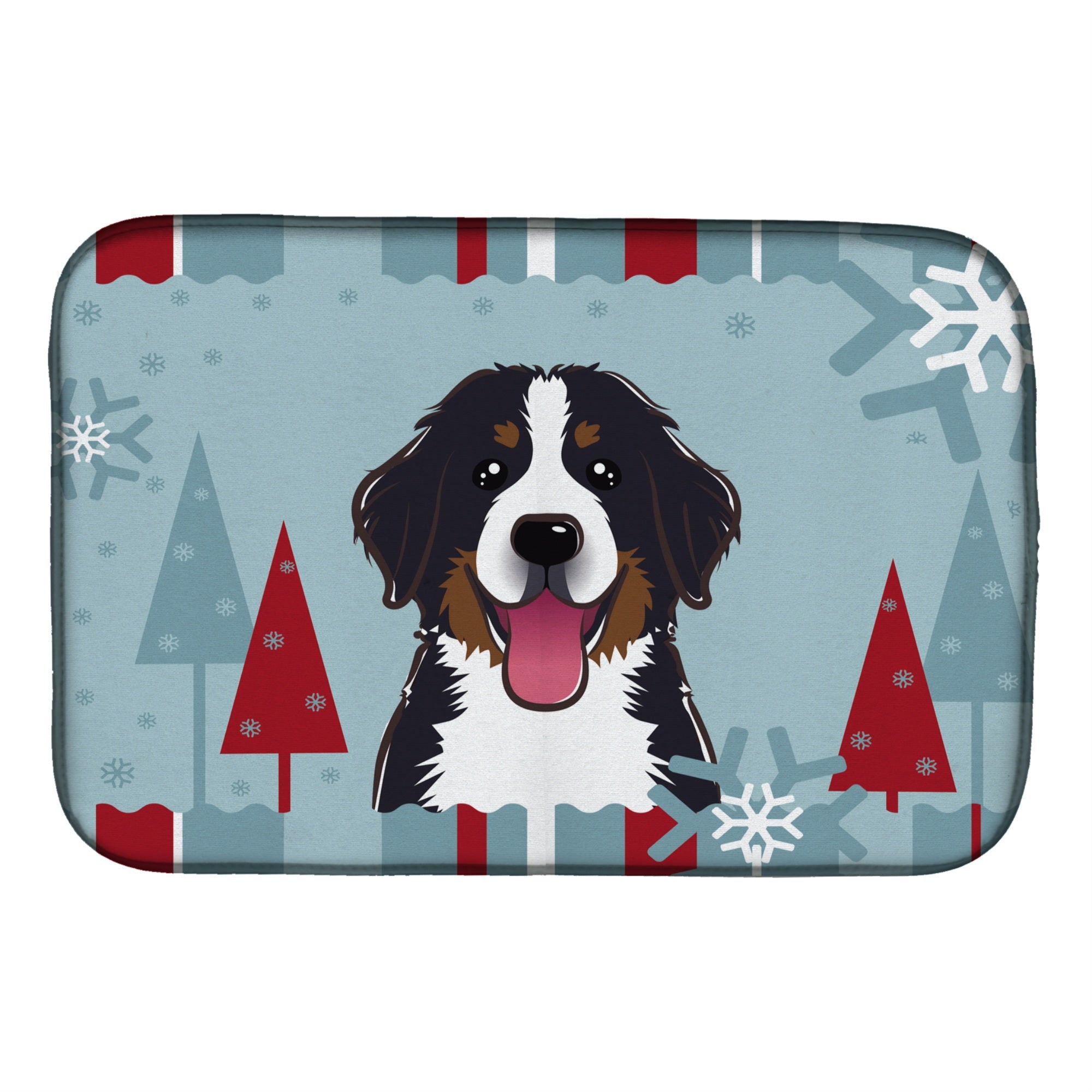 Caroline'S Treasures Winter Holiday Bernese Mountain Dog Dish Drying Mat, 14 X 21