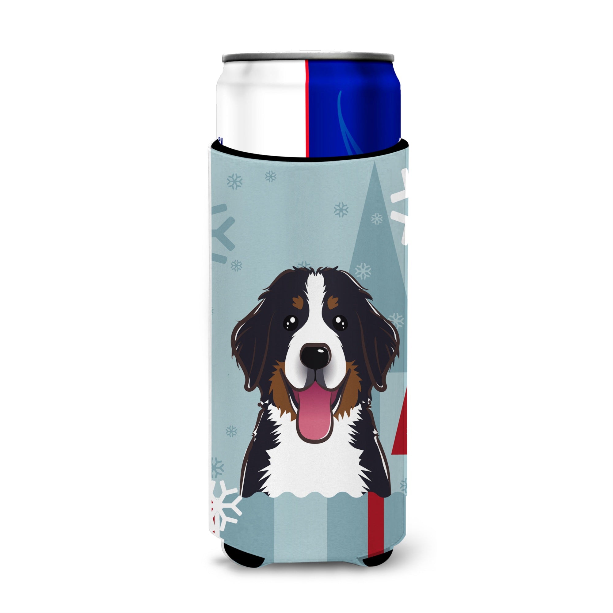 Caroline'S Treasures Winter Holiday Bernese Mountain Dog Michelob Ultra Koozies For Slim Cans, Multicolor