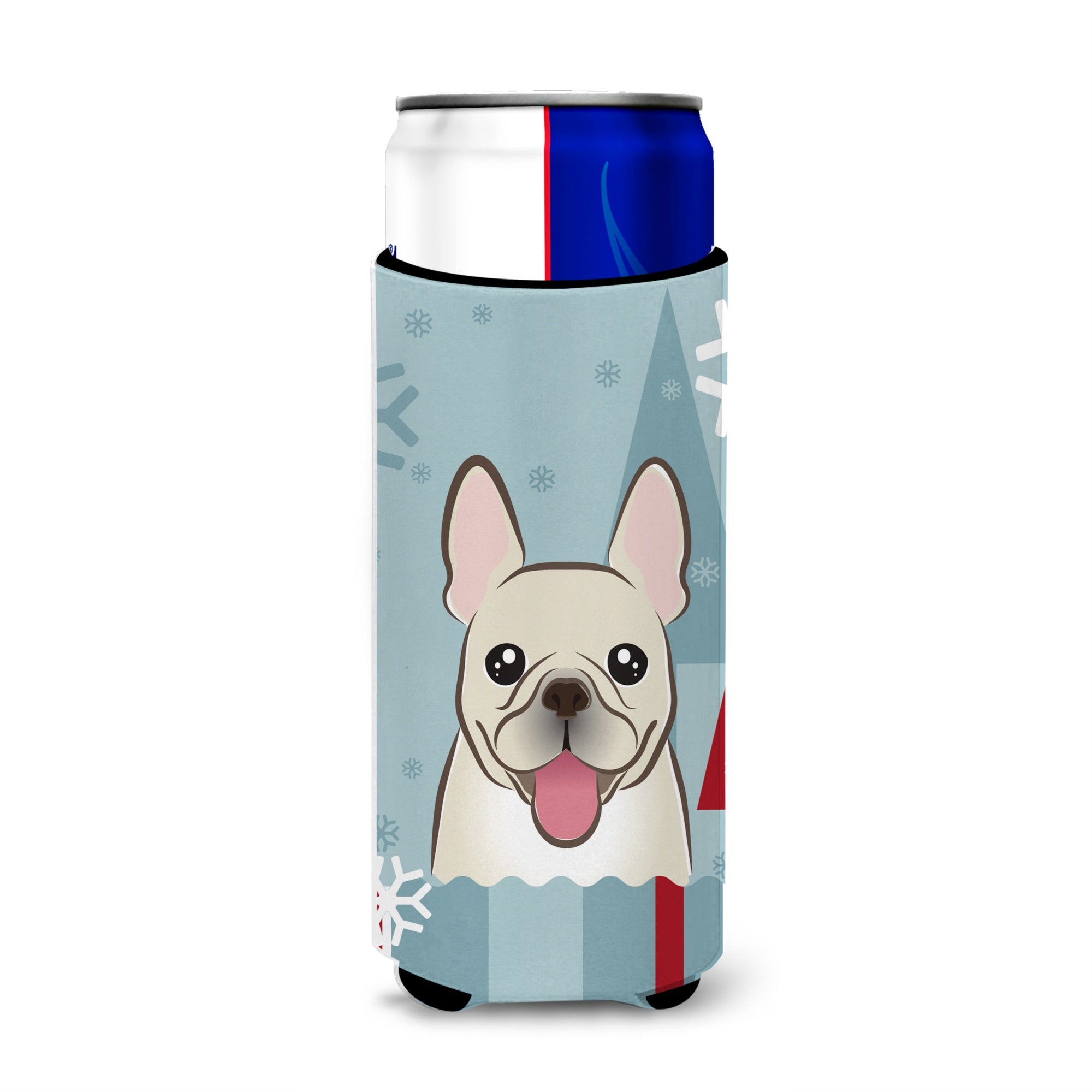 Caroline'S Treasures Bb1734Muk Winter Holiday French Bulldog Michelob Ultra Koozies For Slim Cans, Multicolor