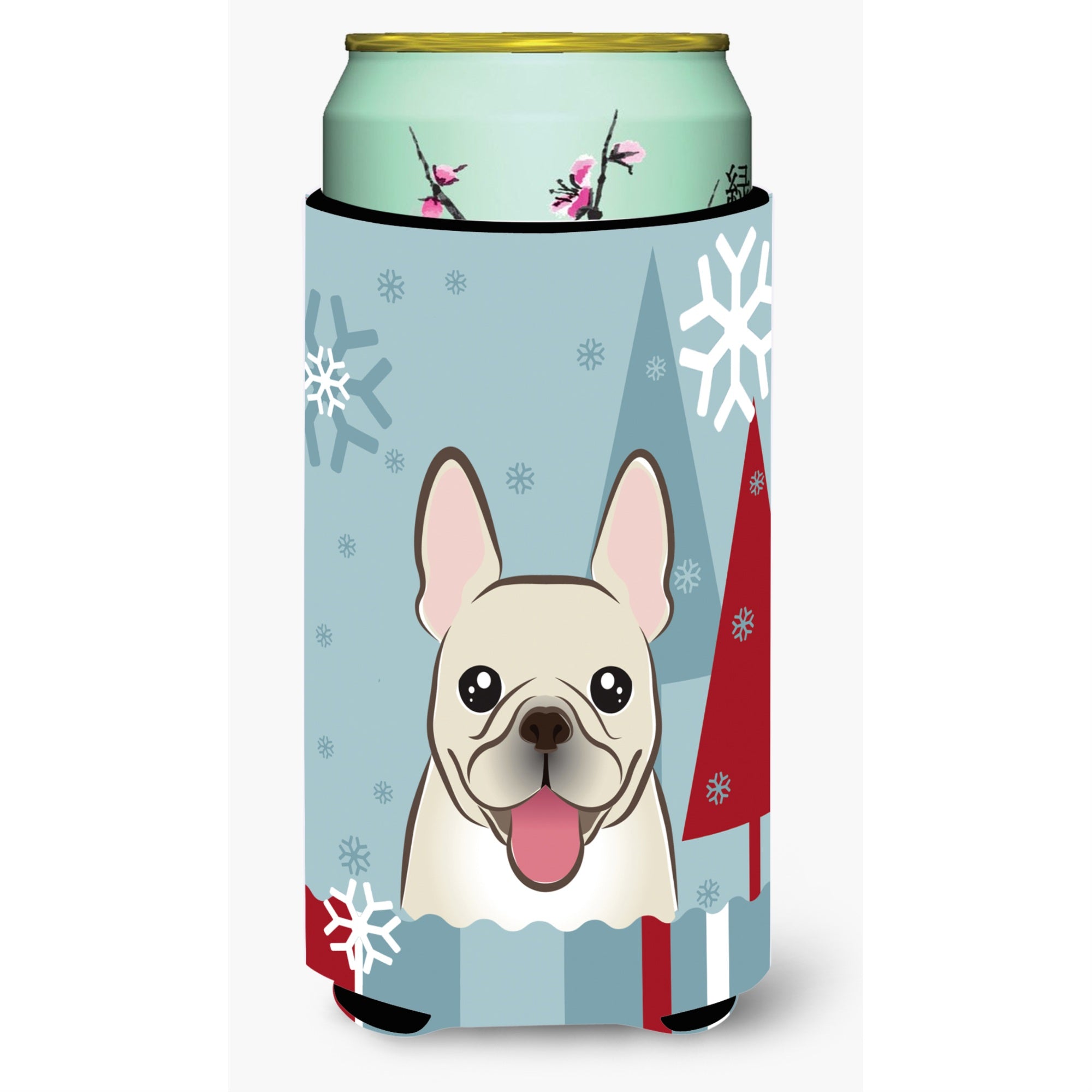 Caroline'S Treasures Bb1734Tbc Winter Holiday French Bulldog Tall Boy Koozie Hugger, Multicolor