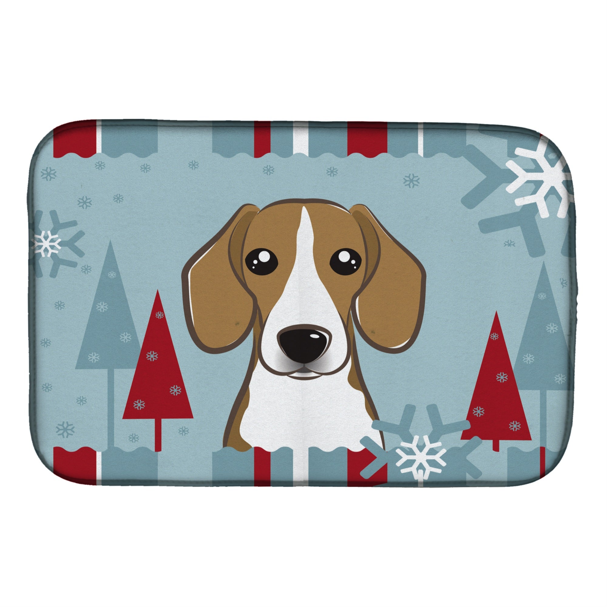 Caroline'S Treasures Winter Holiday Beagle Dish Drying Mat, 14 X 21