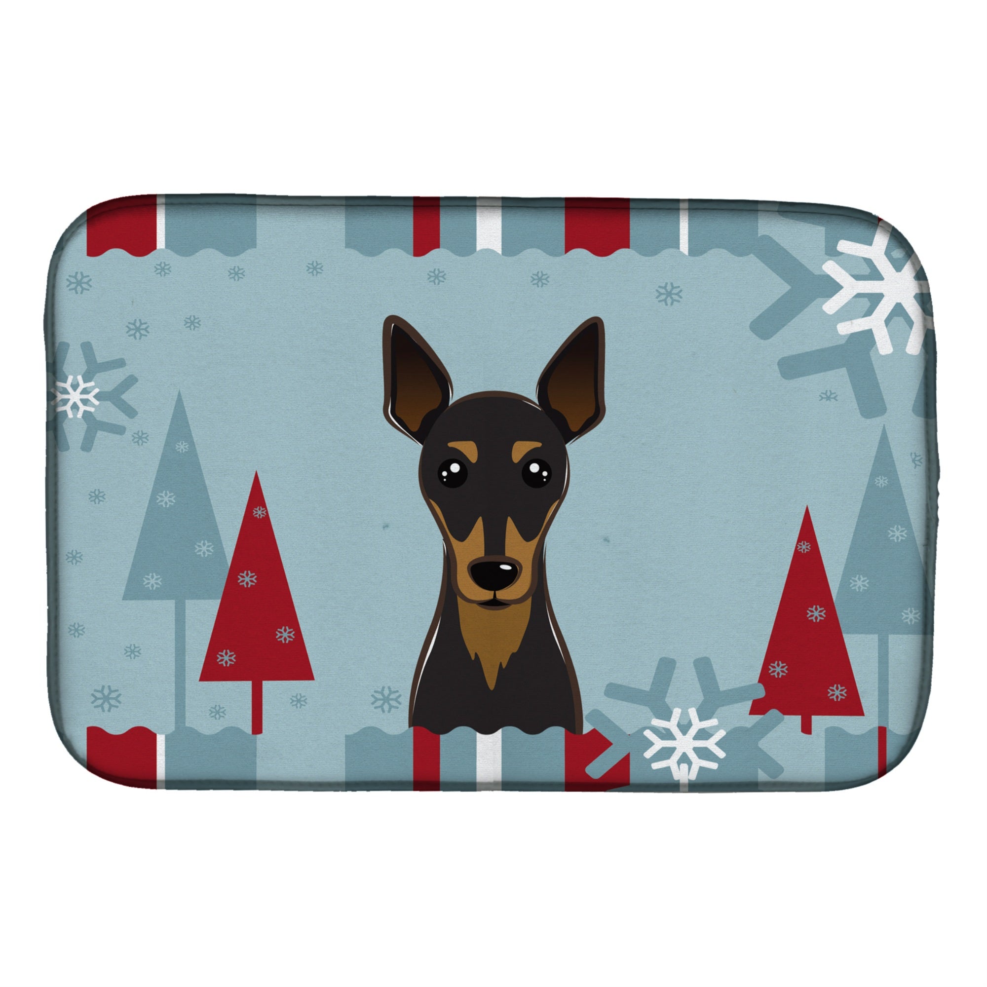 Caroline'S Treasures Winter Holiday Min Pin Dish Drying Mat, 14 X 21