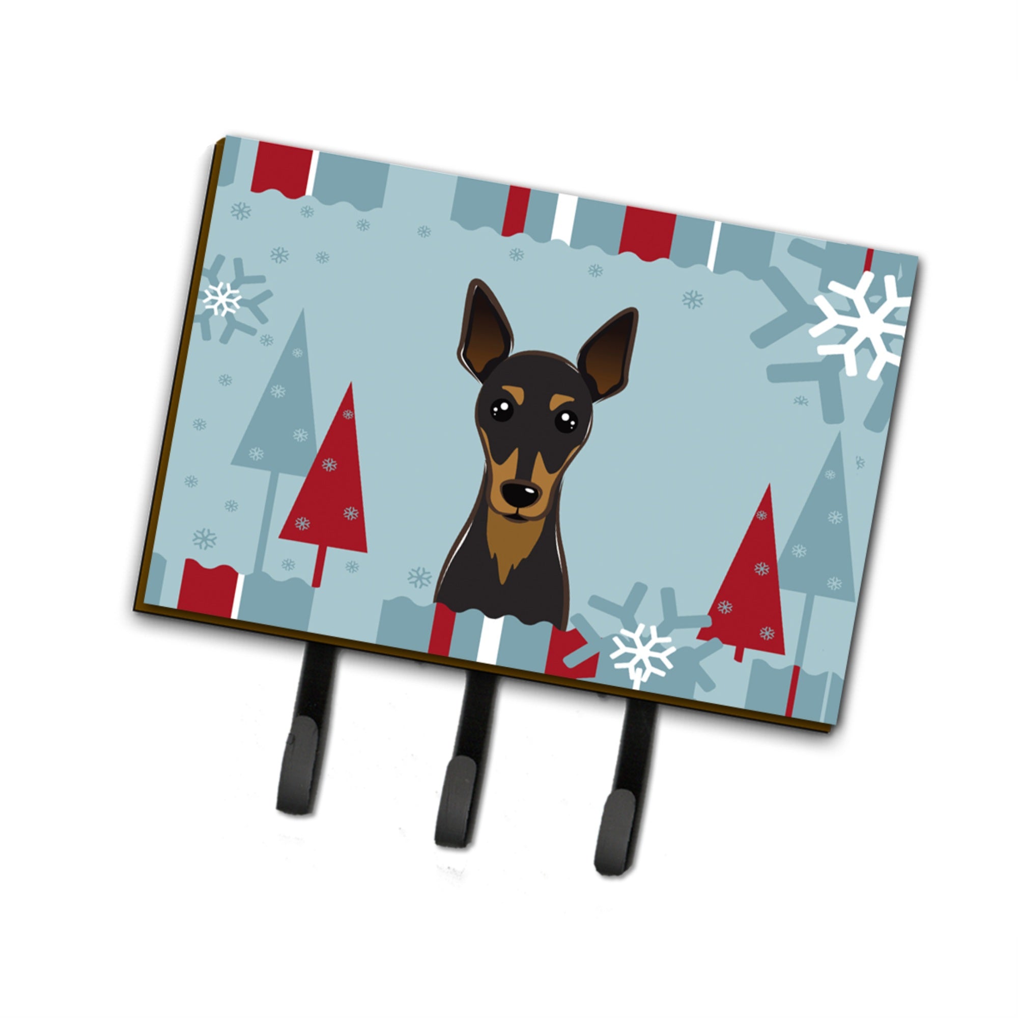 Caroline'S Treasures Bb1736Th68 Winter Holiday Min Pin Leash Or Key Holder, Large, Multicolor