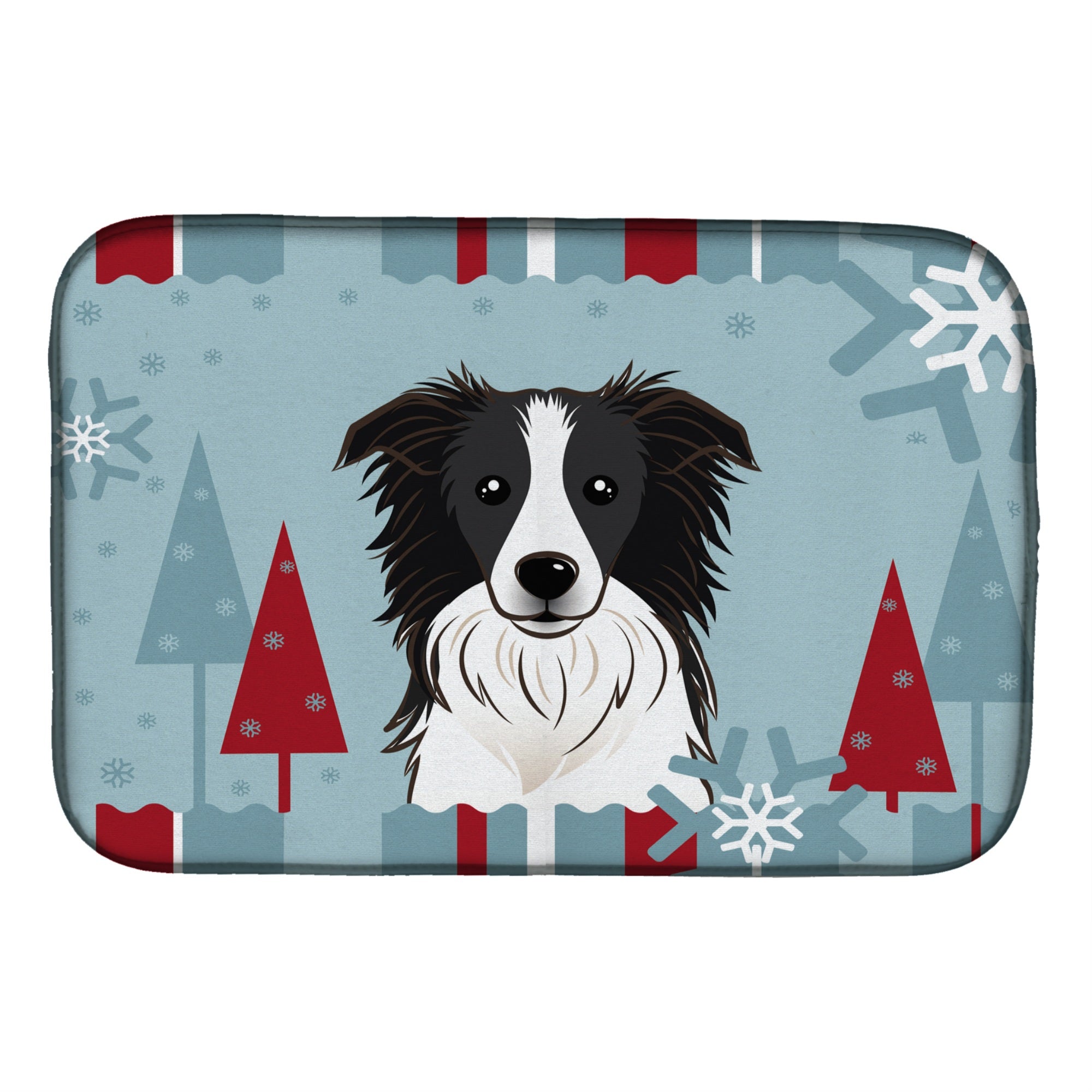 Caroline'S Treasures Winter Holiday Border Collie Dish Drying Mat, 14 X 21