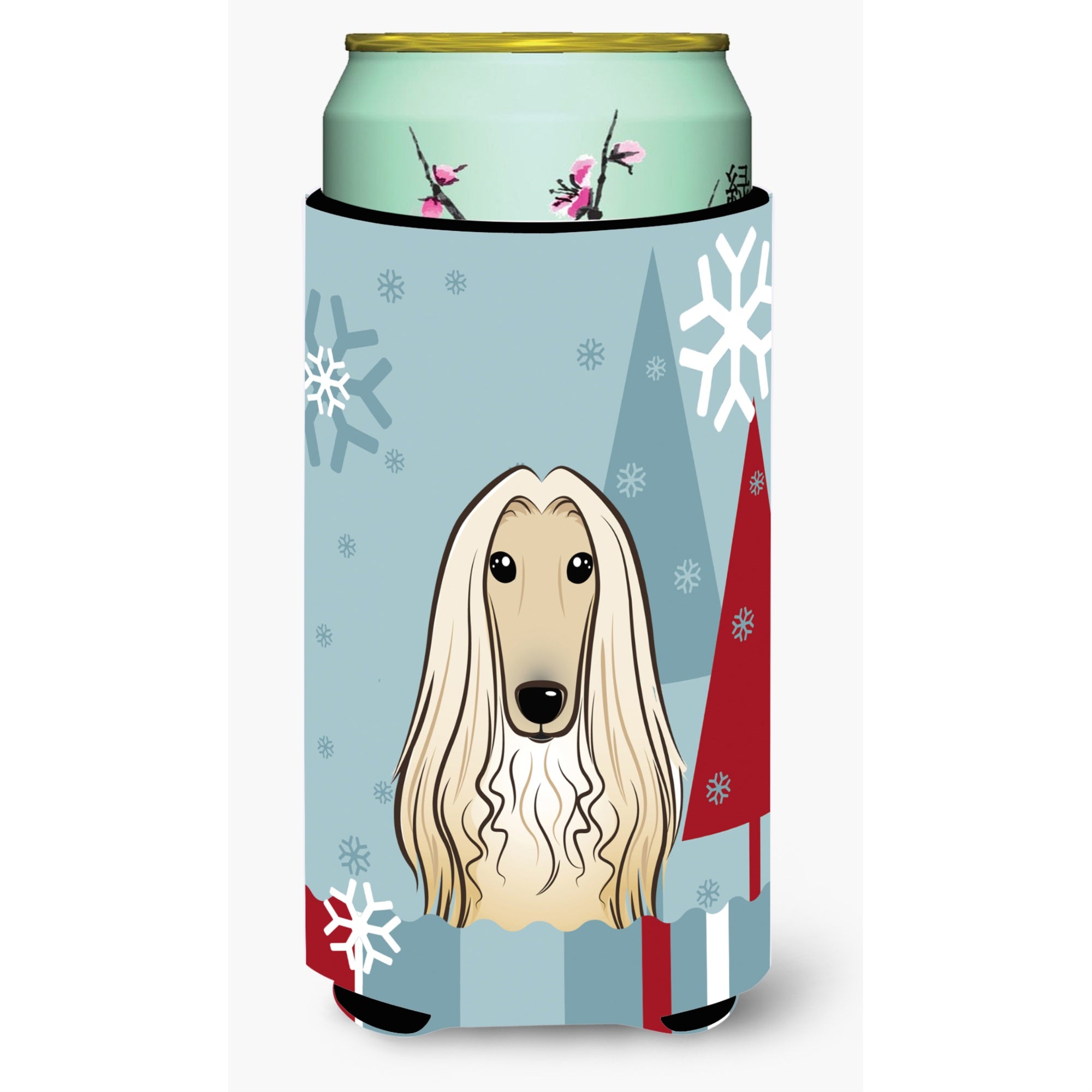 Caroline'S Treasures Winter Holiday Afghan Hound Tall Boy Koozie Hugger, Multicolor
