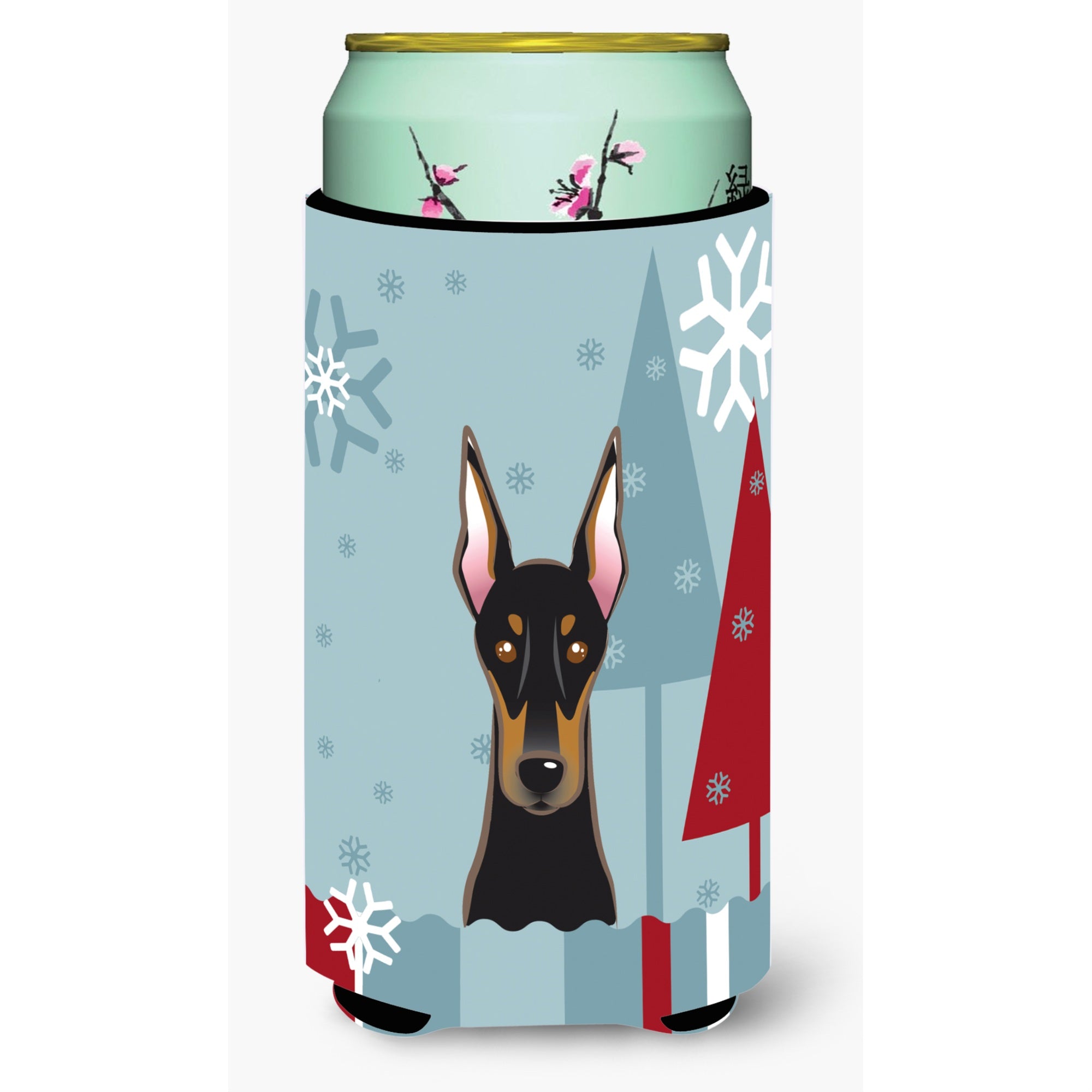 Caroline'S Treasures Winter Holiday Doberman Tall Boy Koozie Hugger, Multicolor