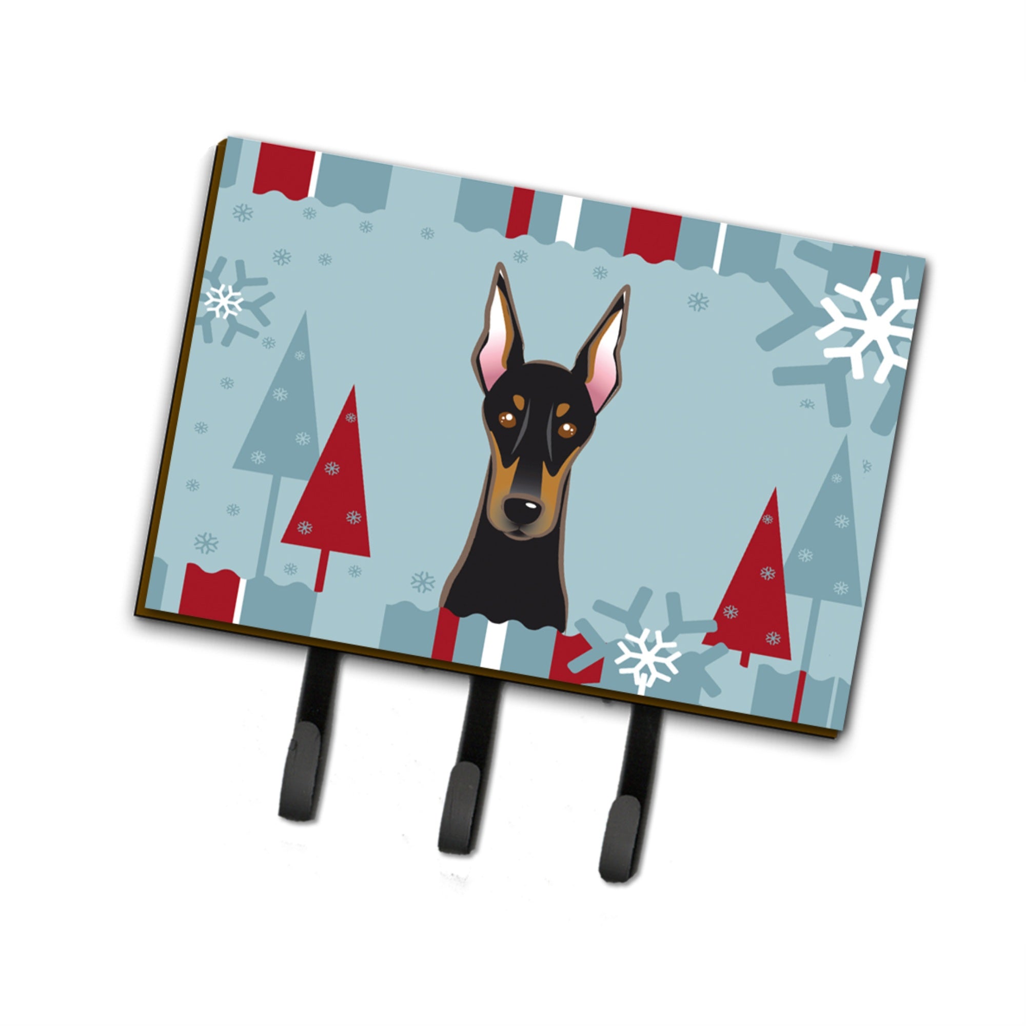 Caroline'S Treasures Bb1741Th68 Winter Holiday Doberman Leash Or Key Holder, Large, Multicolor