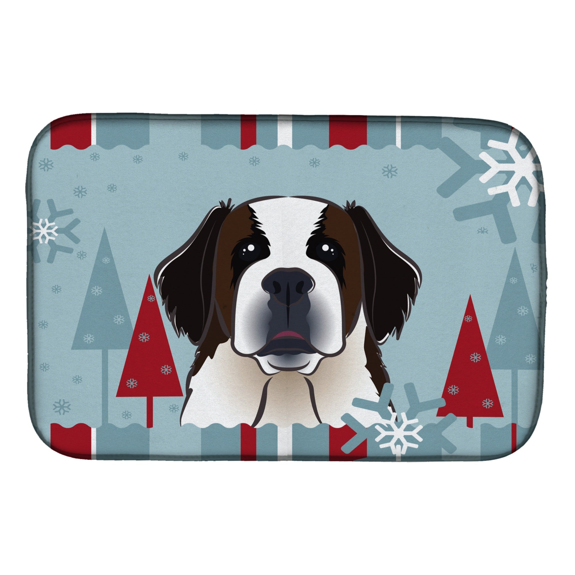 Caroline'S Treasures Winter Holiday Saint Bernard Dish Drying Mat, 14 X 21