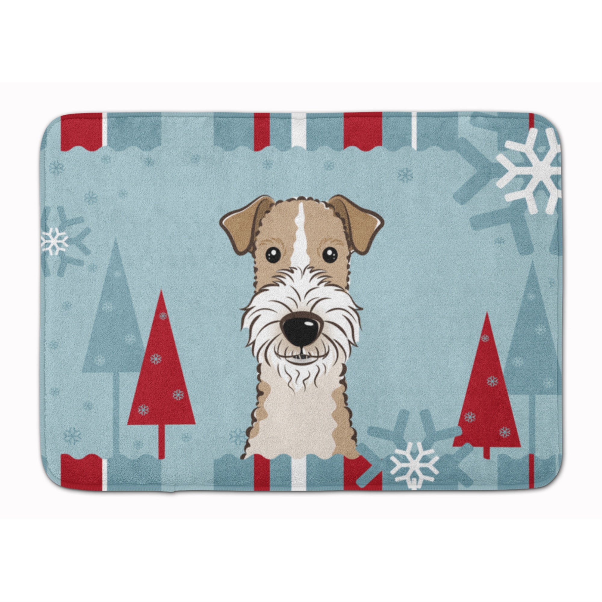 Caroline'S Treasures Winter Holiday Wire Haired Fox Terrier Floor Mat, 19 X 27, Multicolor