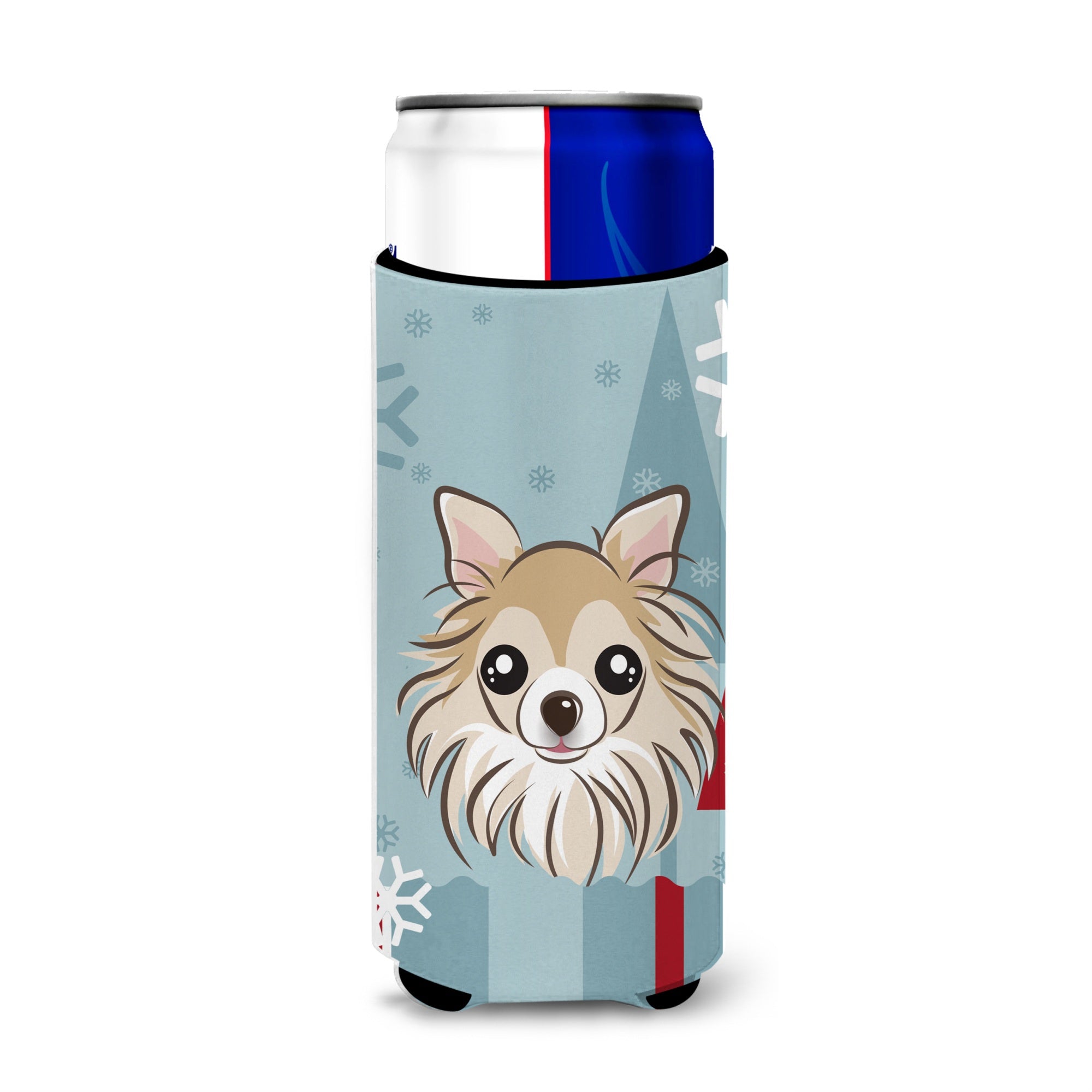 Caroline'S Treasures Winter Holiday Chihuahua Michelob Ultra Koozies For Slim Cans, Multicolor