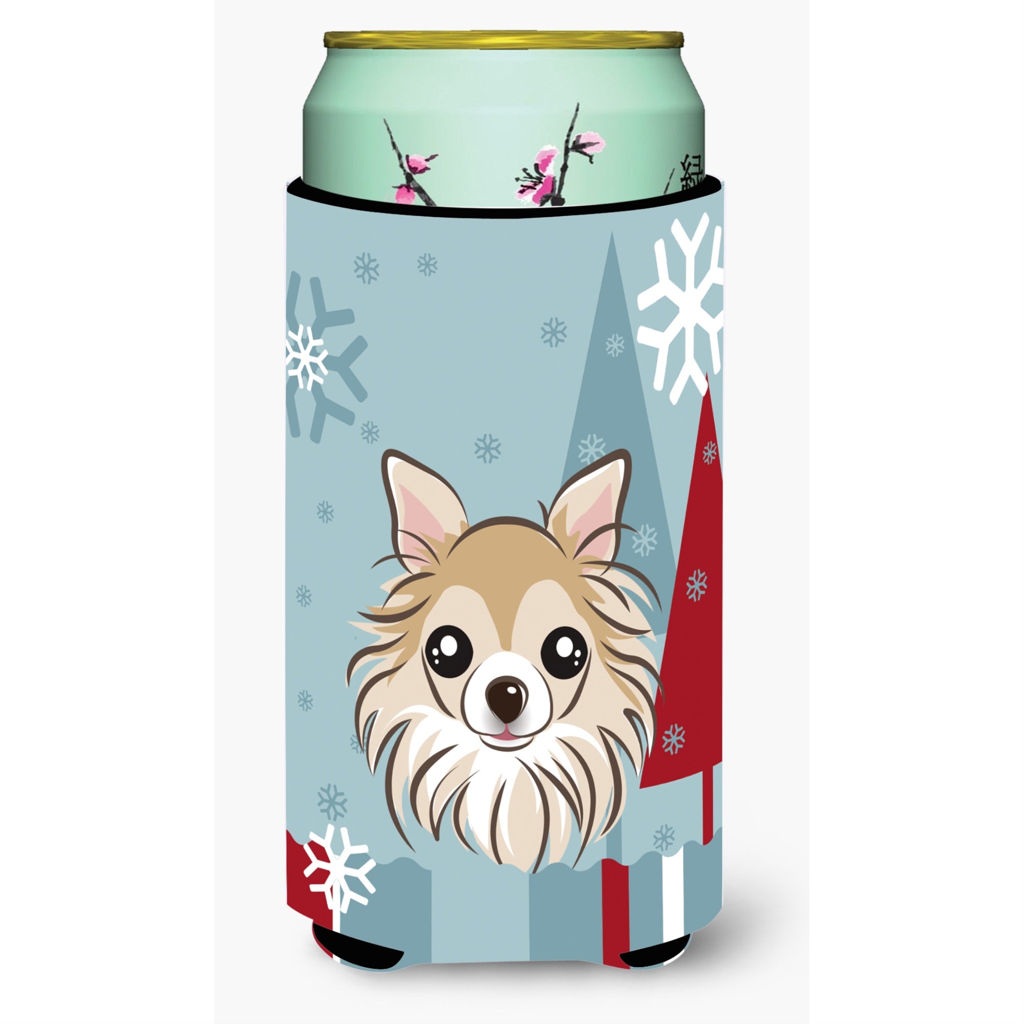 Caroline'S Treasures Winter Holiday Chihuahua Tall Boy Koozie Hugger, Multicolor