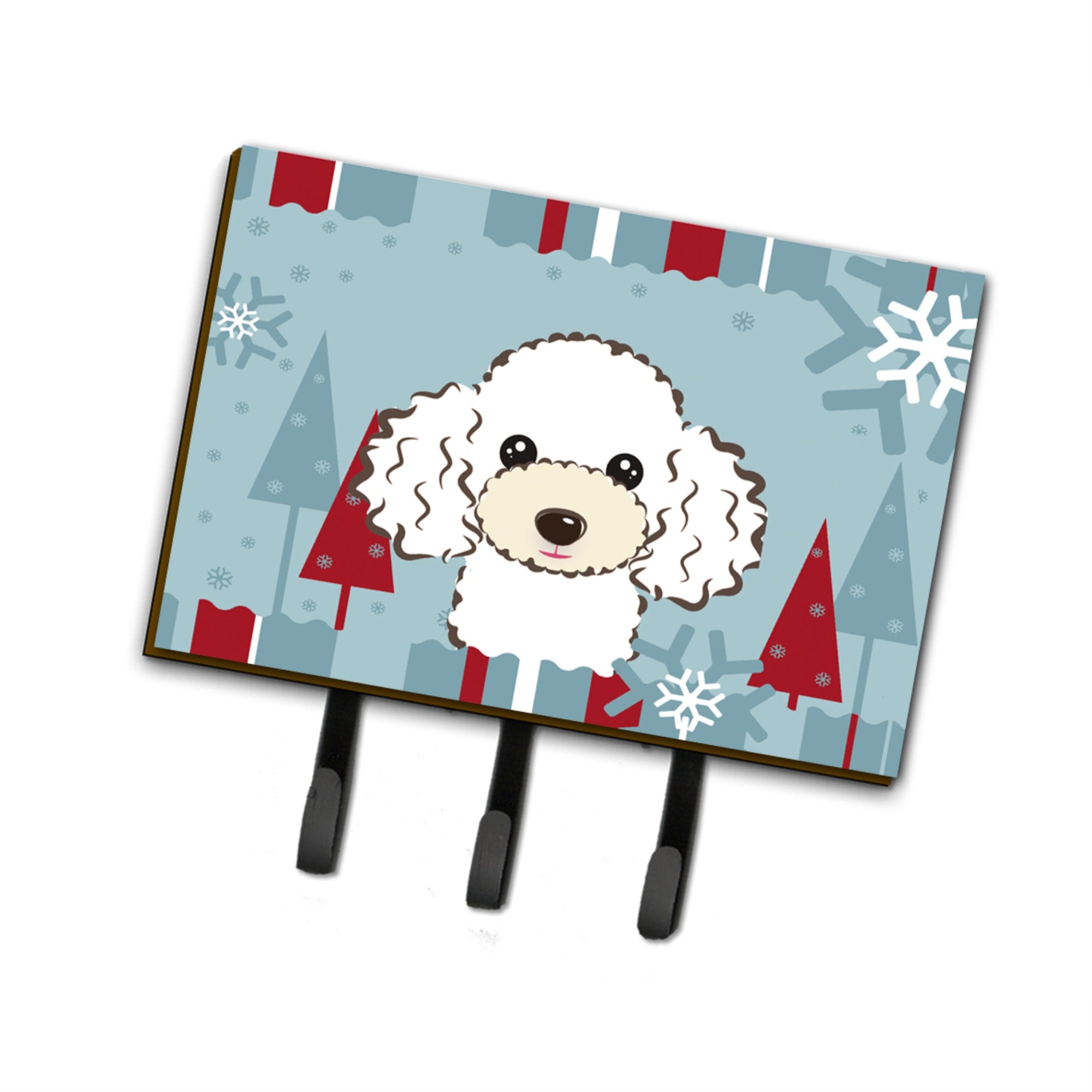 Caroline'S Treasures Bb1753Th68 Winter Holiday White Poodle Leash Or Key Holder, Large, Multicolor