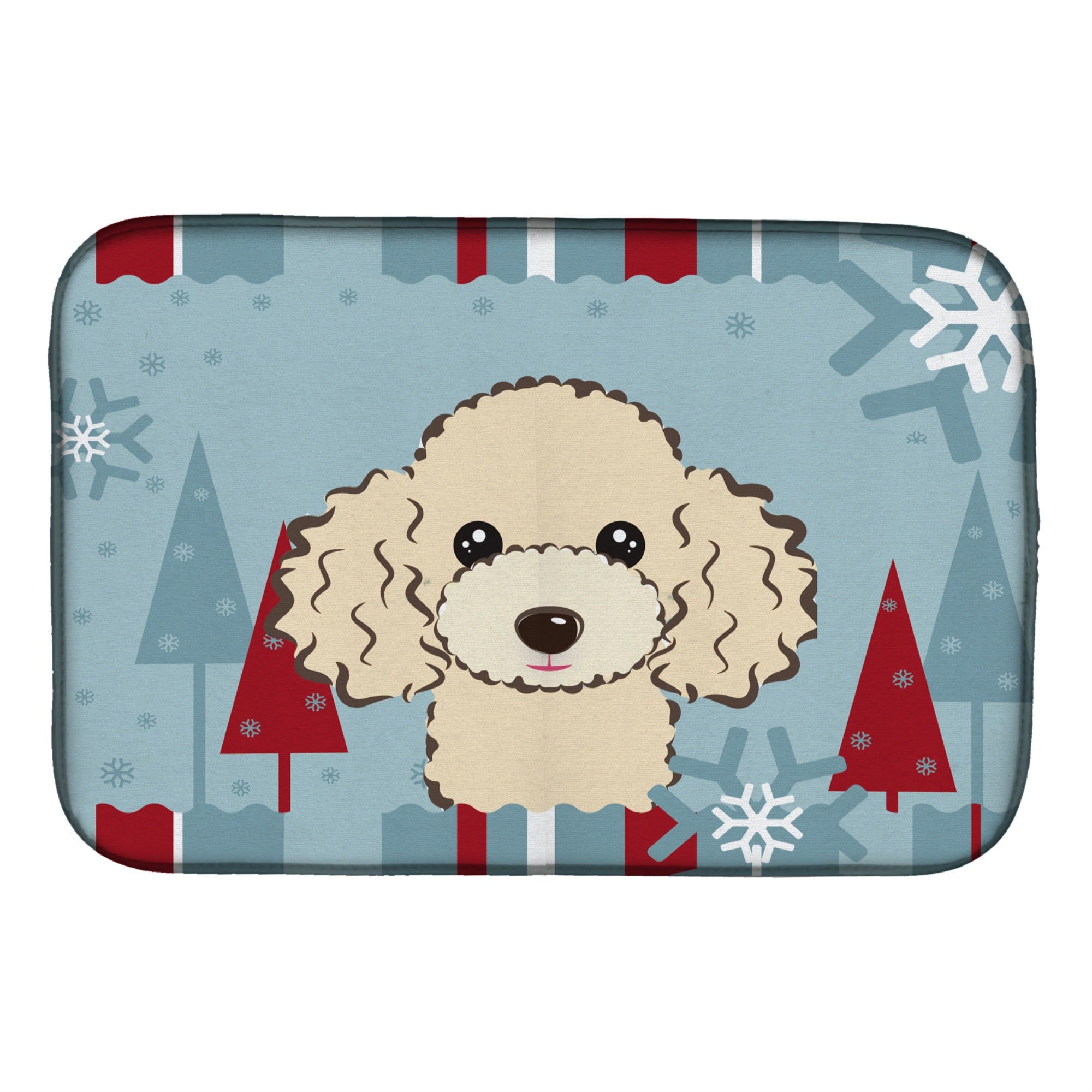 Caroline'S Treasures Winter Holiday Buff Poodle Dish Drying Mat, 14 X 21