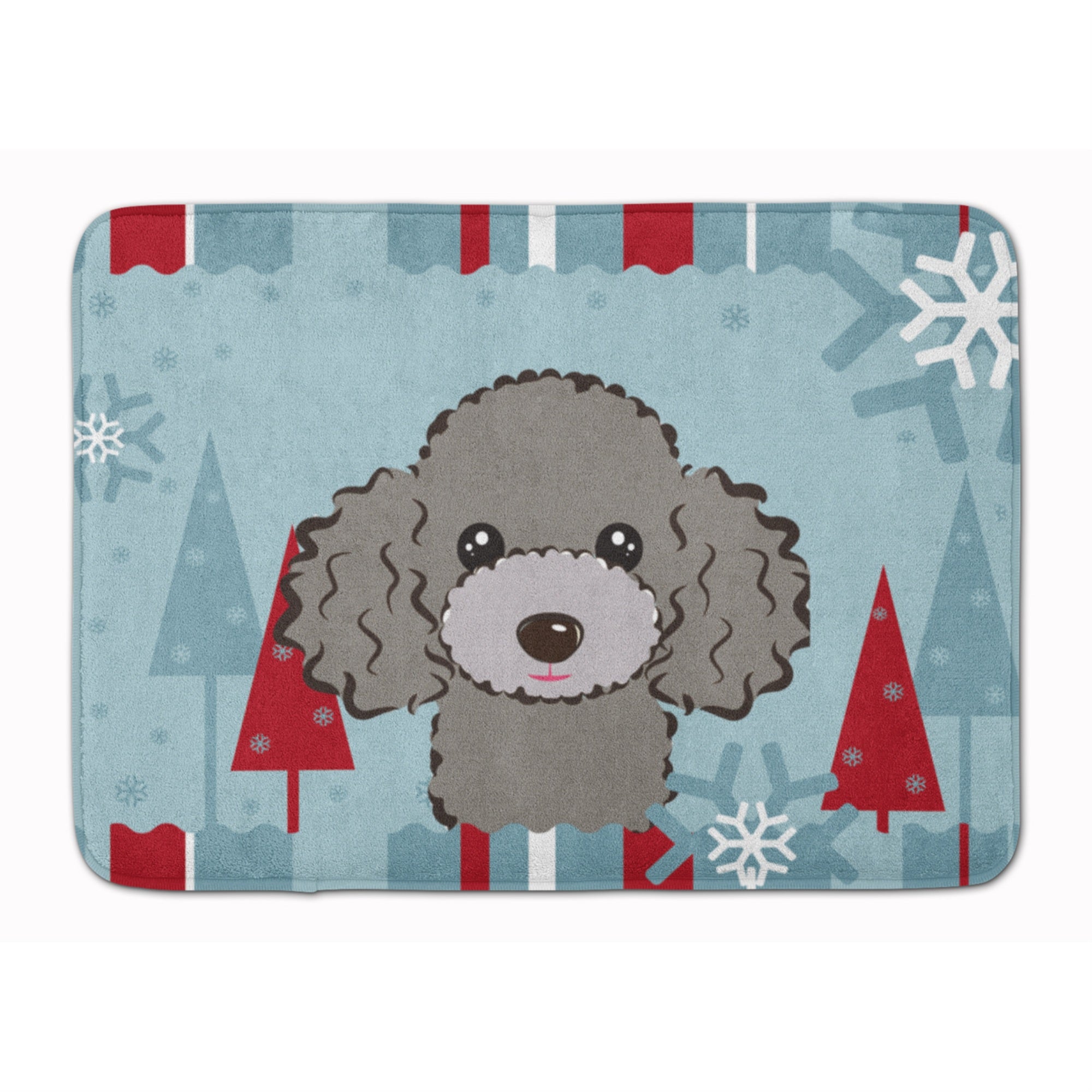 Caroline'S Treasures Winter Holiday Silver Gray Poodle Floor Mat, 19 X 27, Multicolor