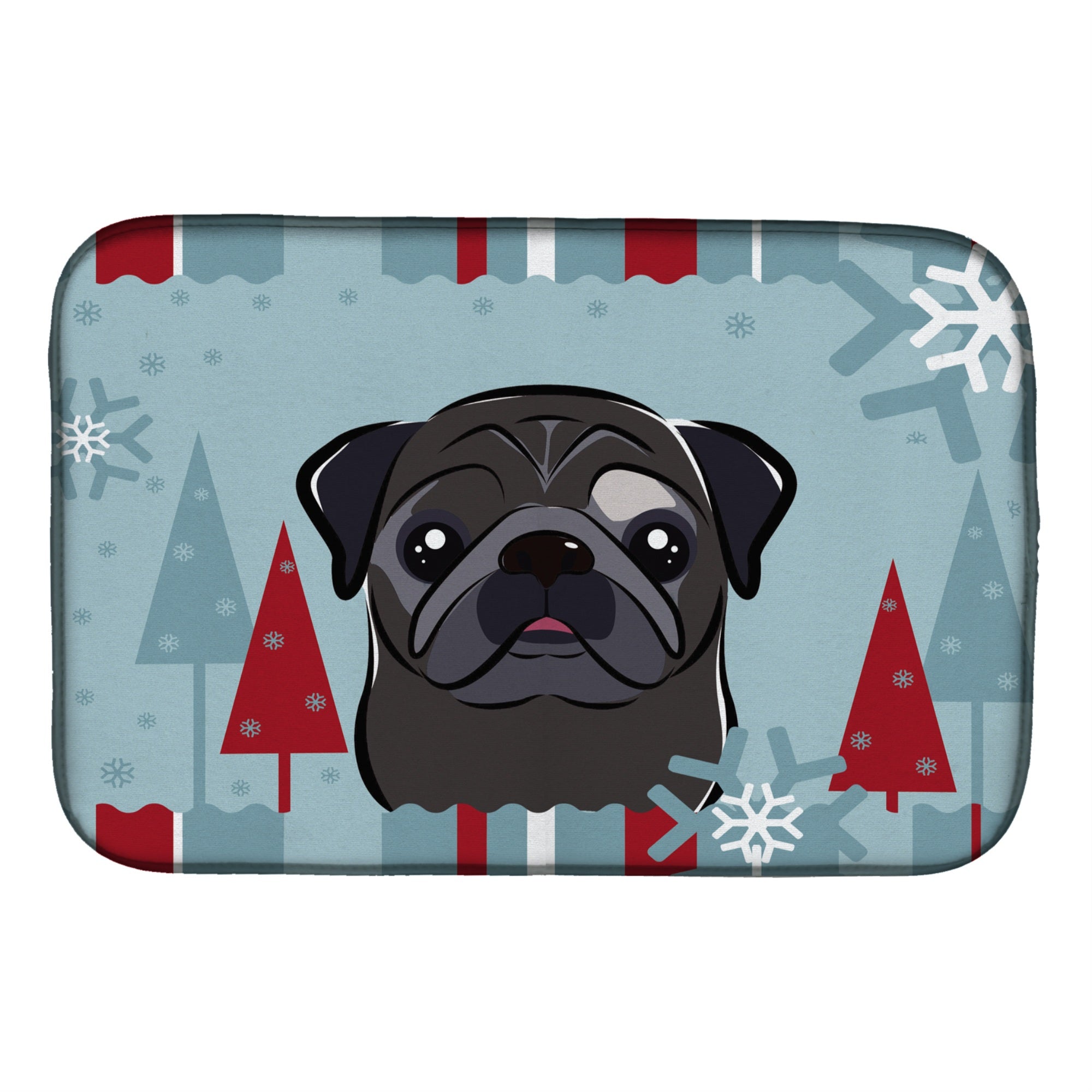 Caroline'S Treasures Winter Holiday Pug Dish Drying Mat, 14 X 21