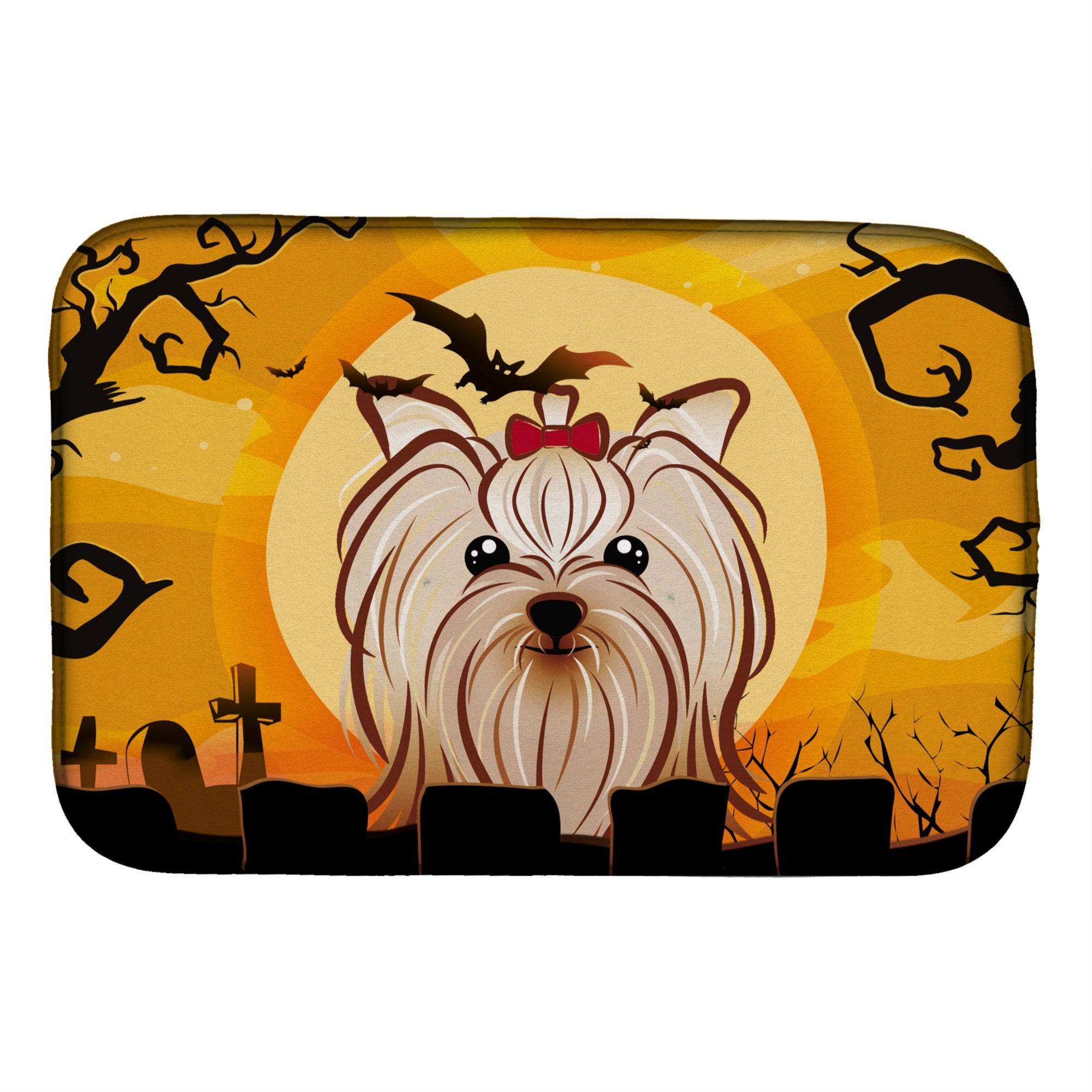 Caroline'S Treasures Halloween Yorkie Yorkshire Terrier Dish Drying Mat, 14 X 21